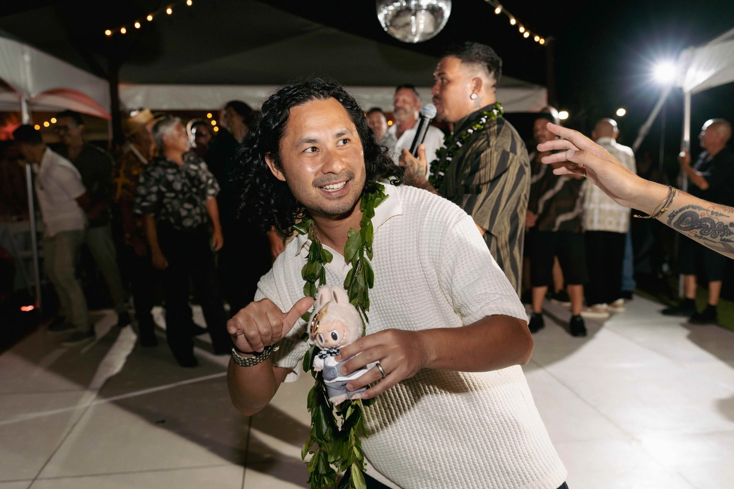 groom at reception Lanikuhonua Ko Olina Oahu Hawaii.
