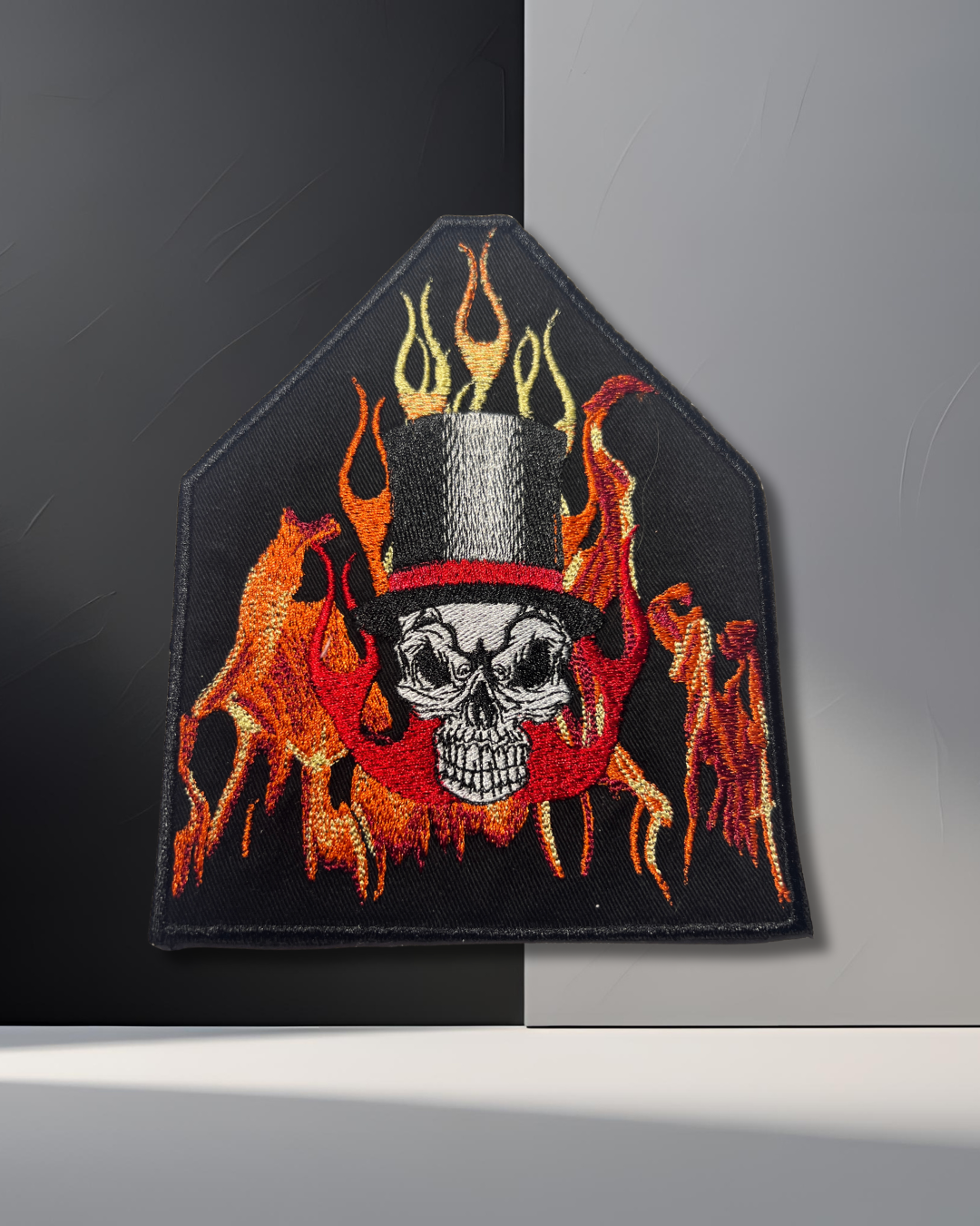 Flaming Skull Tag