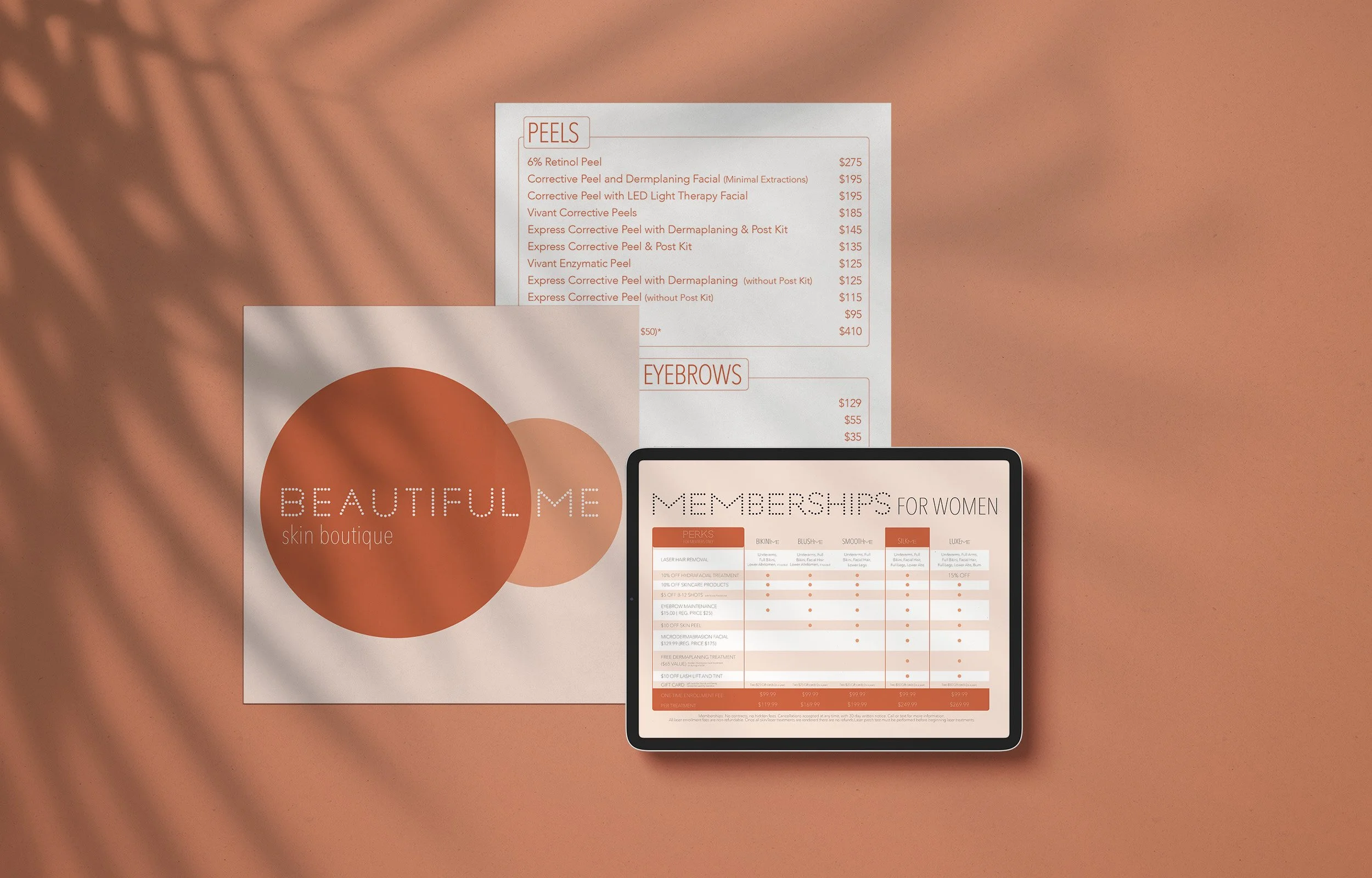 Service Brochure for Freelance Client Beautiful Me Skin Boutique