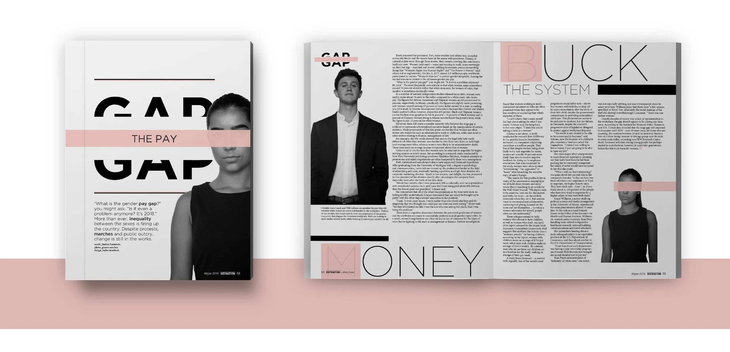 Spread for award-winning Distraction magazine on The Pay Gap
