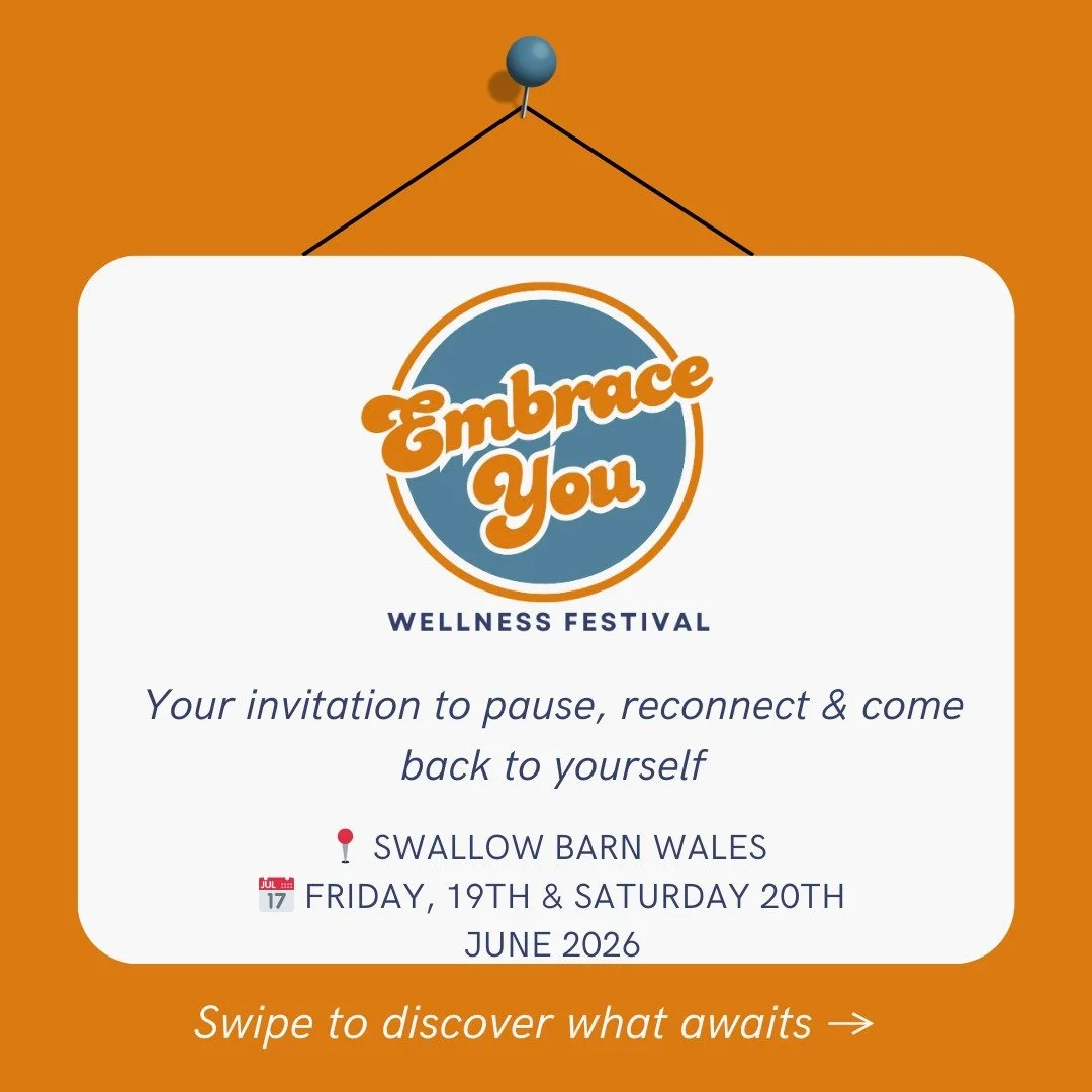 📅 Mark your calendars! 

The Embrace You Wellness Festival is happening Saturday 20th June at the beautiful Swallow Barn Wales 🌿

This is your space to pause, reconnect, and just BE. No pressure to be better or do more, just permission to meet your