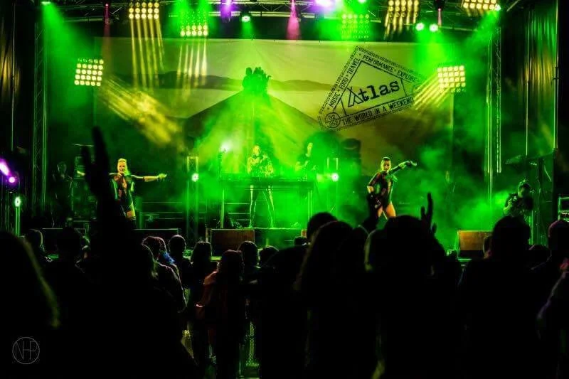 10m stage with green lighting