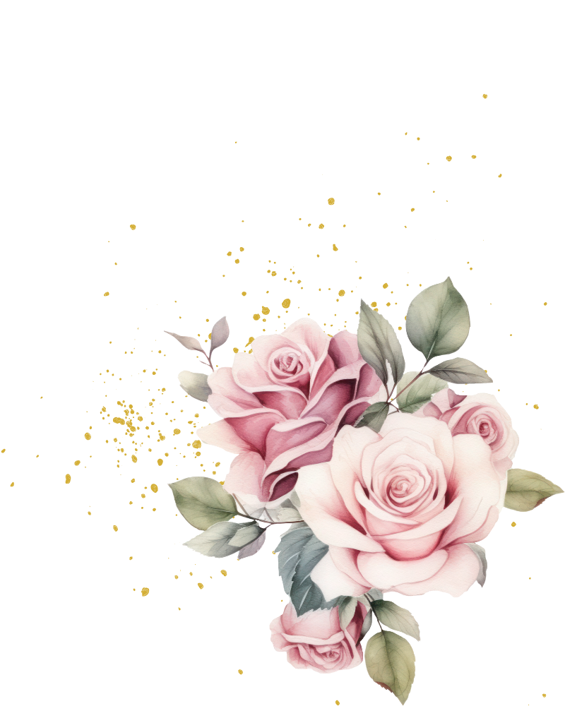 A bouquet of pink roses with green leaves.