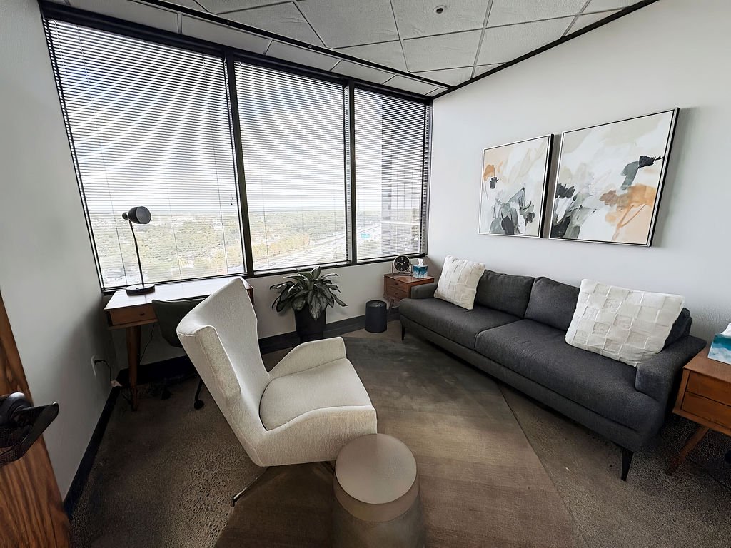 Bright, welcoming counseling office at Heights Couples Therapy