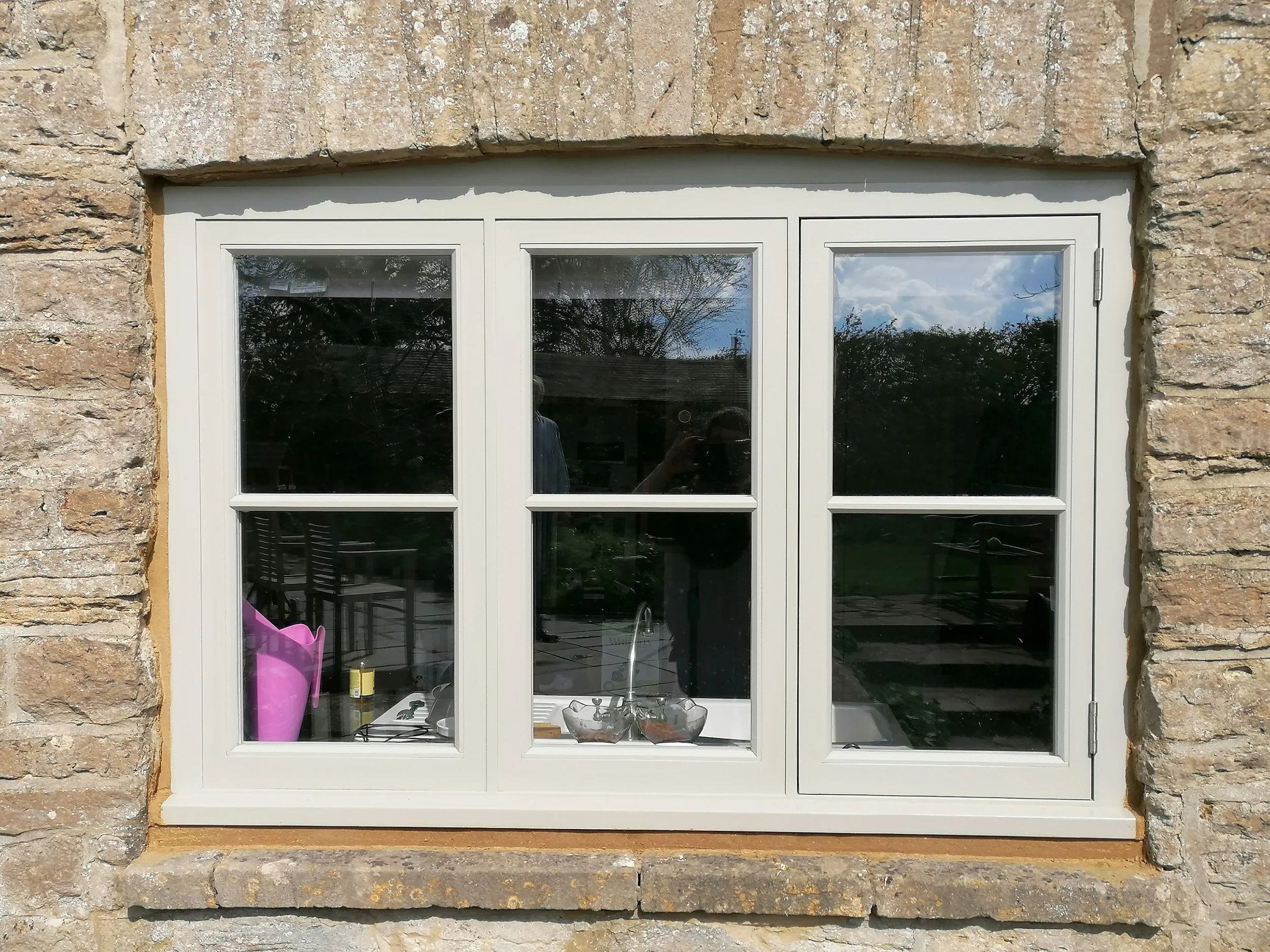 painted hardwood window with double glazing.