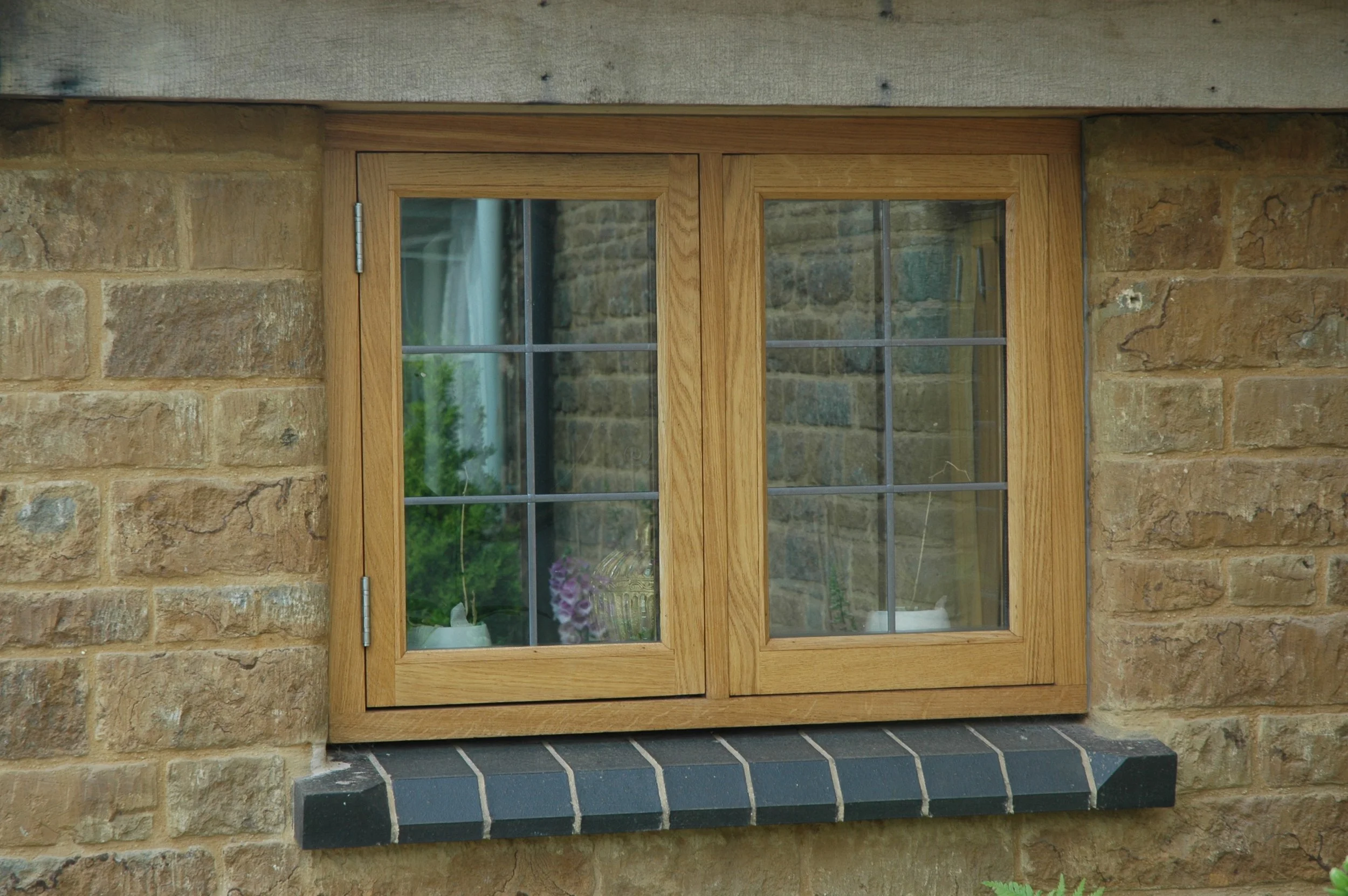 tradition oak window with laid lead glass