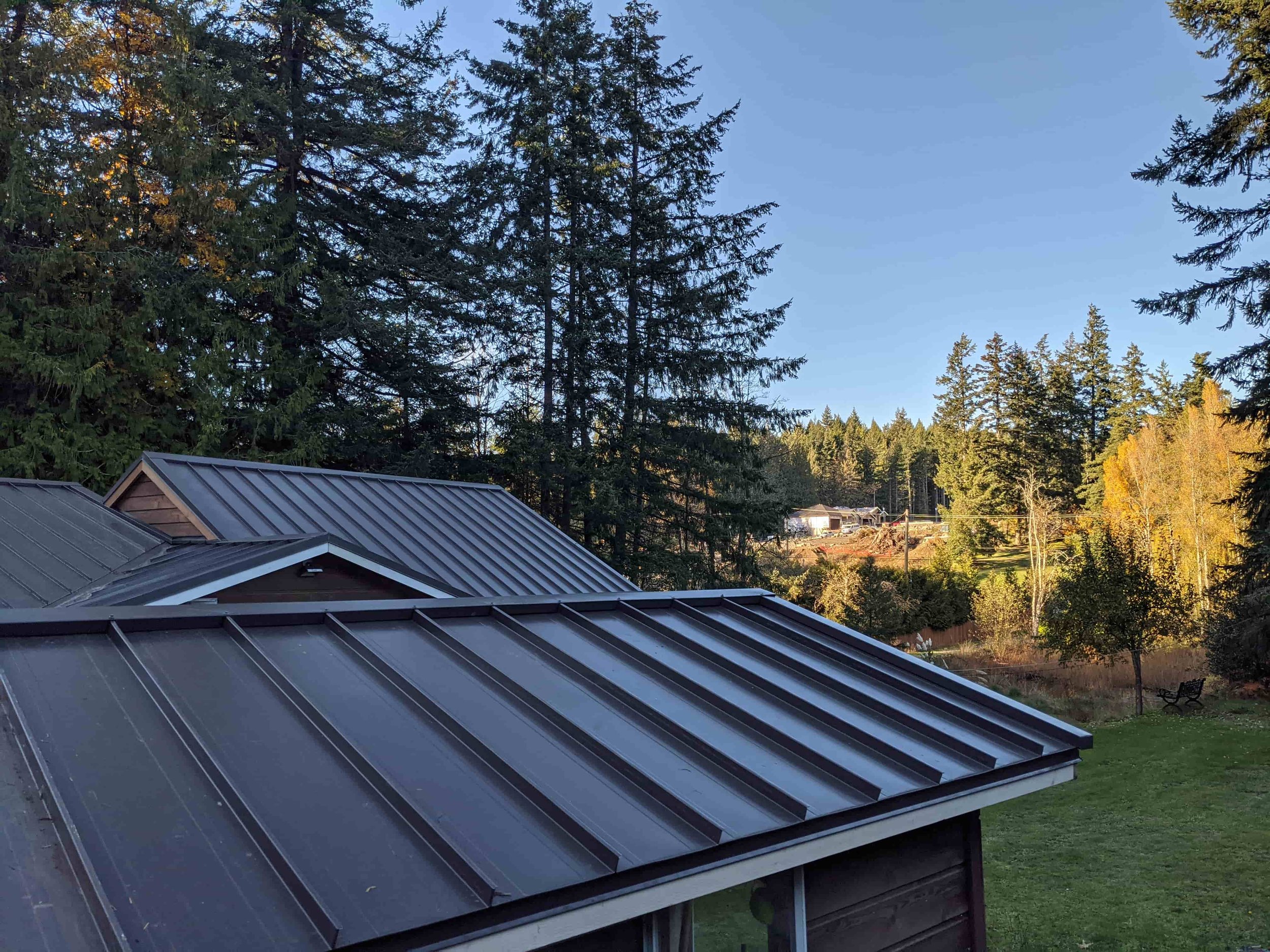 Metal roof on residential home on Southern Vancouver Island. 