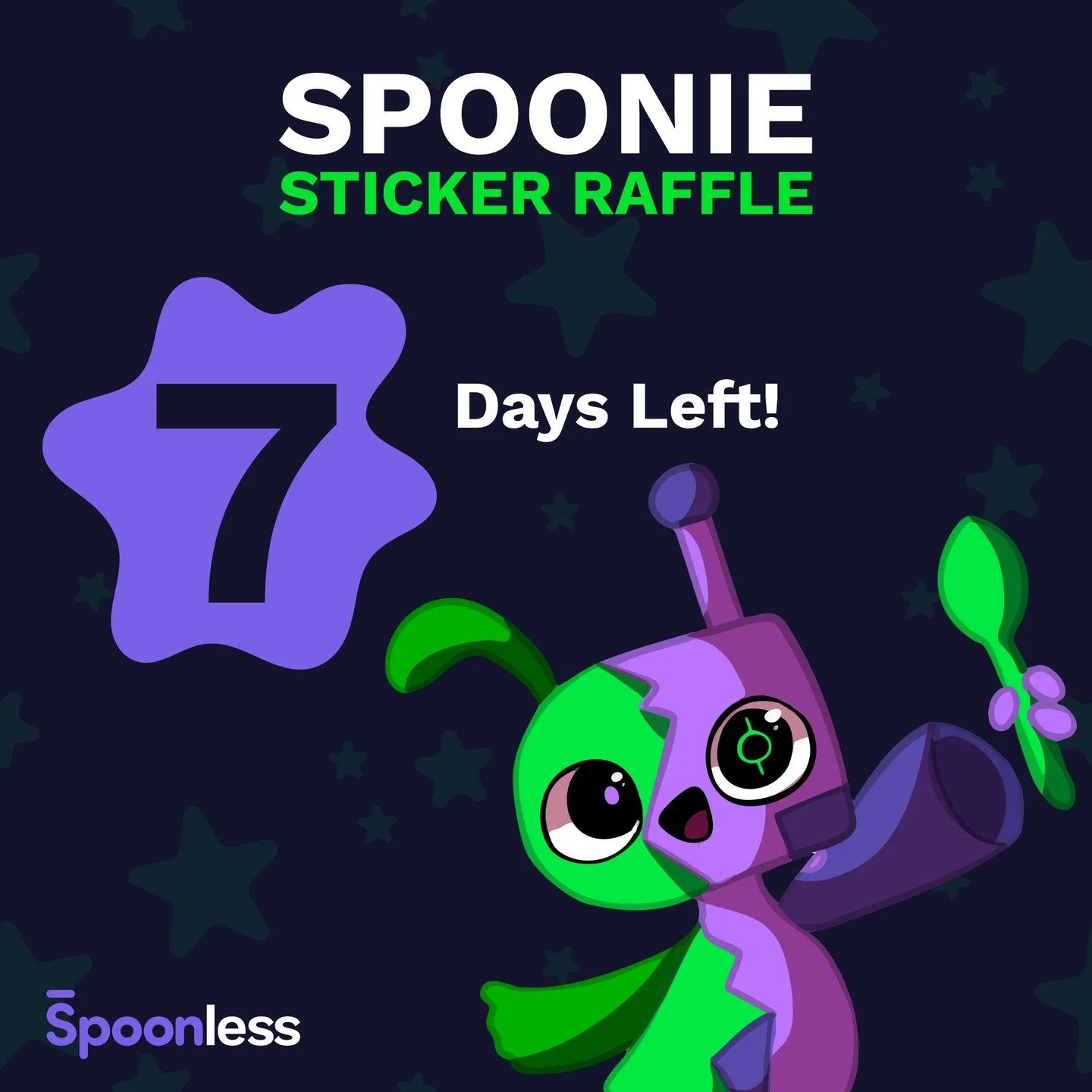 There&rsquo;s still one more week to participate in Spoonless&rsquo; very first sticker raffle!

How to Enter:
⭐ Make sure you&rsquo;re following us here @spoonless.app on Instagram
⭐ Sign up for Noops&rsquo; Newsletter right on our website (linktree