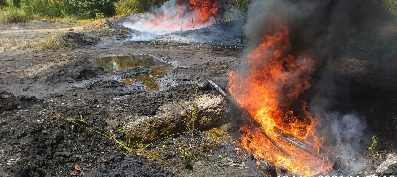 Navy dismantles illegal storage facility with 17,500 litres of crude oil in Rivers State