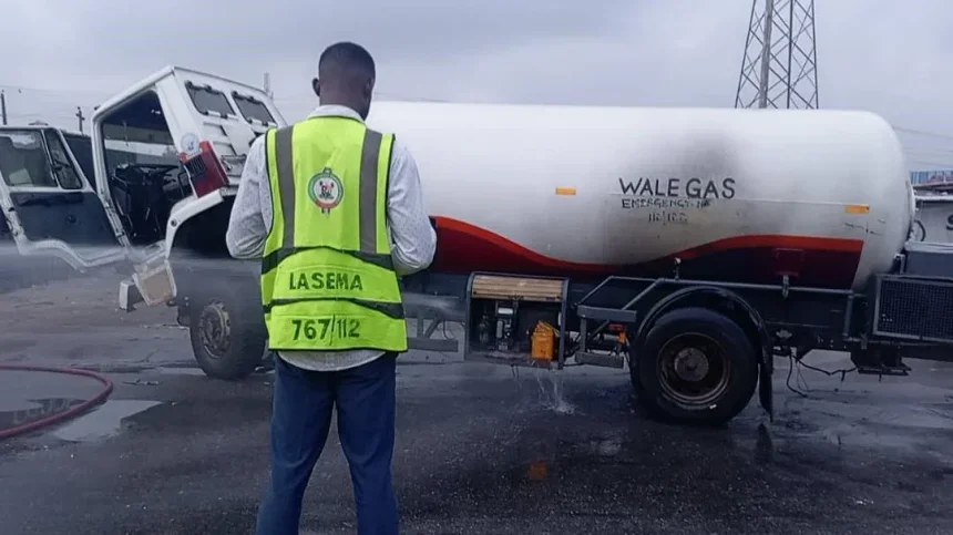 Disaster Averted After Gas Tanker Leak Causes Traffic Disruption on Lagos Road