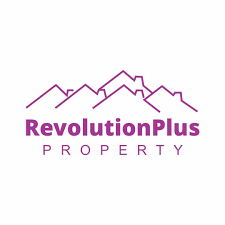 Purple logo of RevolutionPlus Property featuring a stylized mountain range with the company's name beneath.