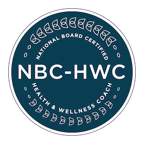 NBC-HWC logo with text indicating National Board Certified Health & Wellness Coach