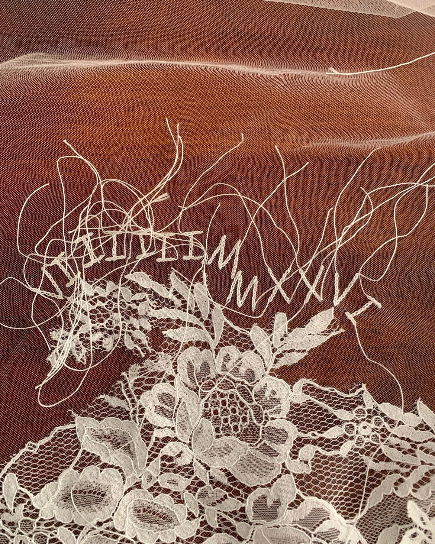 Every veil tells a different story.
Sometimes it&rsquo;s a date.
Sometimes a phrase.
Sometimes something only the bride understands.

That&rsquo;s what I love most about these pieces.

Here, the wedding date is stitched twice, once in numbers, once i