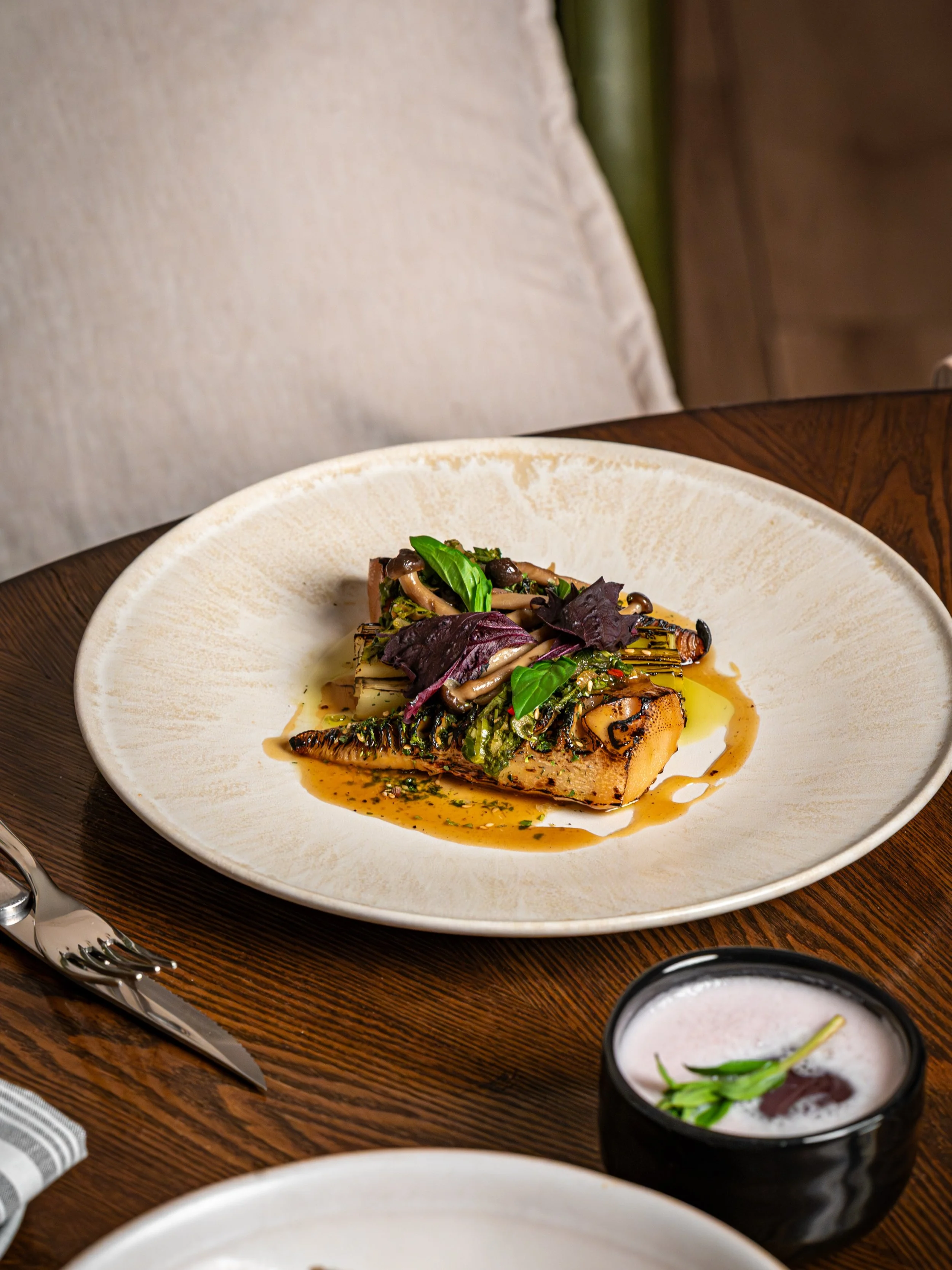 Măng Nướng begins with one simple question: how do you make bamboo feel bold enough to stand on its own?

For this dish, we chose thick young bamboo shoots for their firm texture and generous bite. We wanted the bamboo to feel substantial&mdash;somet