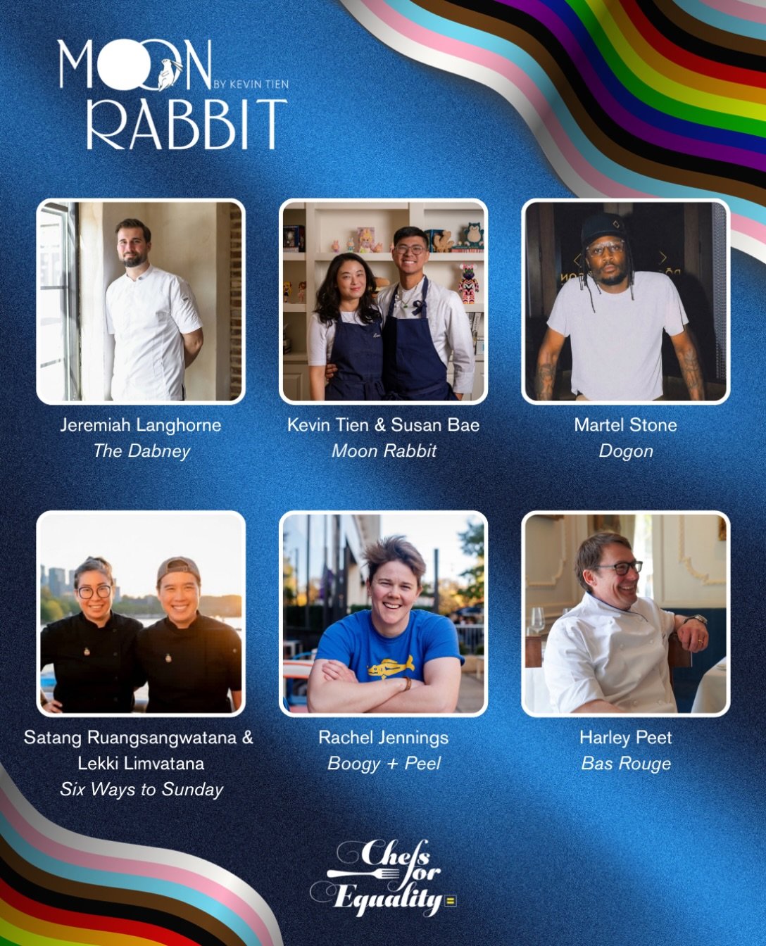 On Monday, October 19, we&rsquo;re honored to host @chefsforequality again at Moon Rabbit. This evening supports the Human Rights Campaign Foundation&rsquo;s (@hrcgreaterdc @humanrightscampaign) work to advance LGBTQ+ equality and build more inclusiv