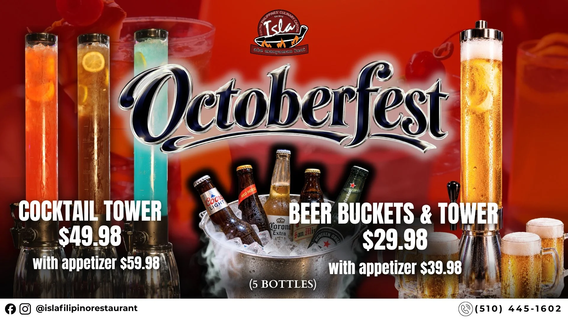 Octoberfest Tower and Draft Beer Promotion for Isla Newark and Isla Grand