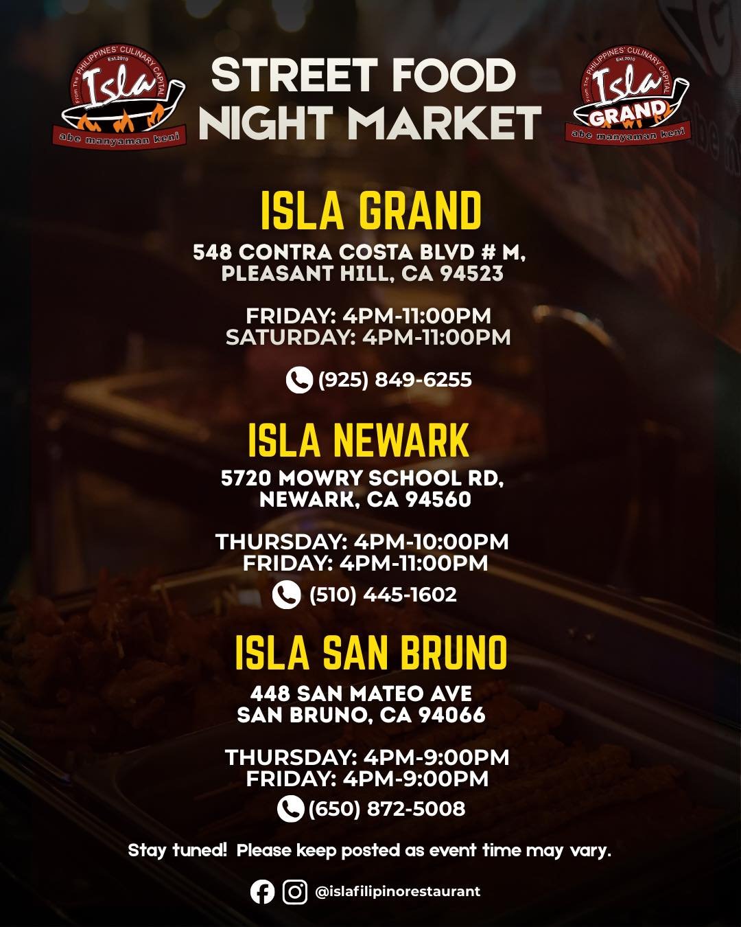 Isla Street Foods in 3 Different Locations