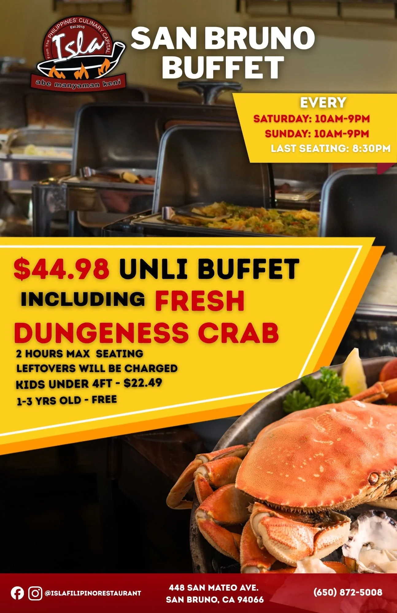 Isla San Bruno Buffet Pricing $44.98
