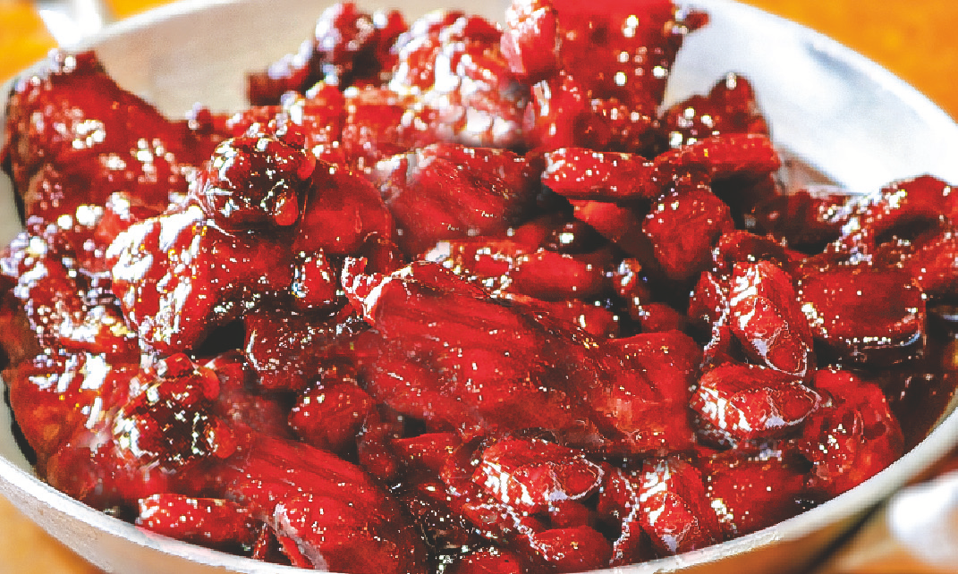 Marinated sweet pork with a glossy finish