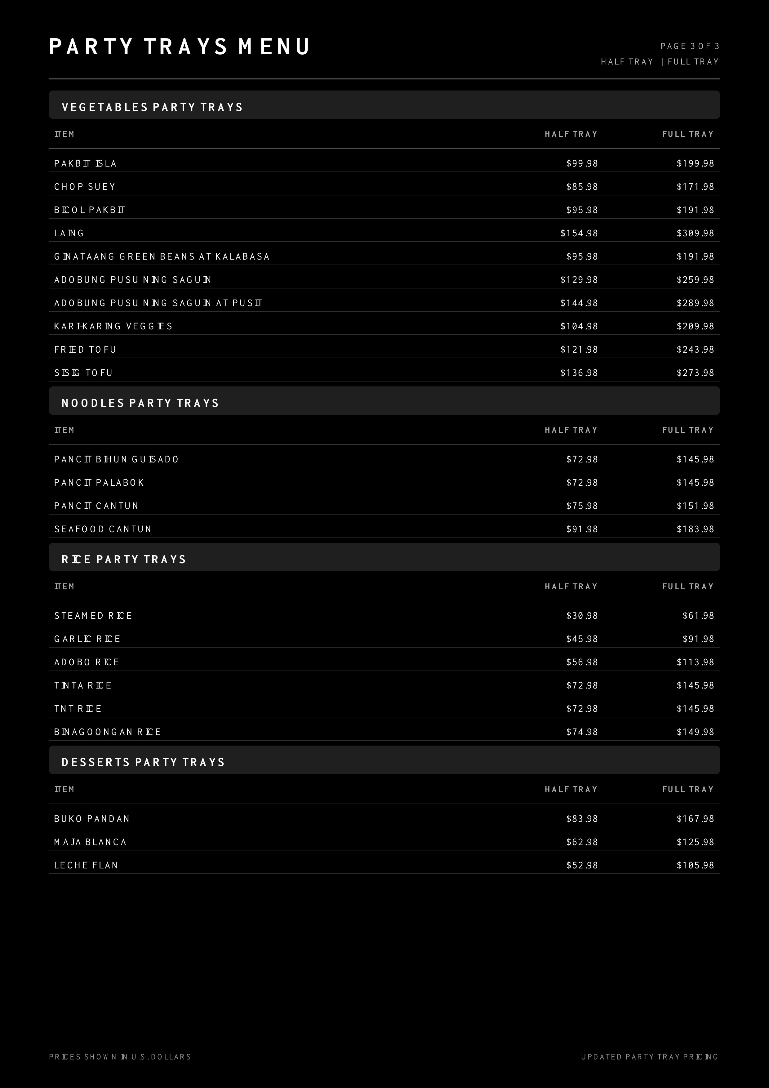 Page 3 of party trays pricing