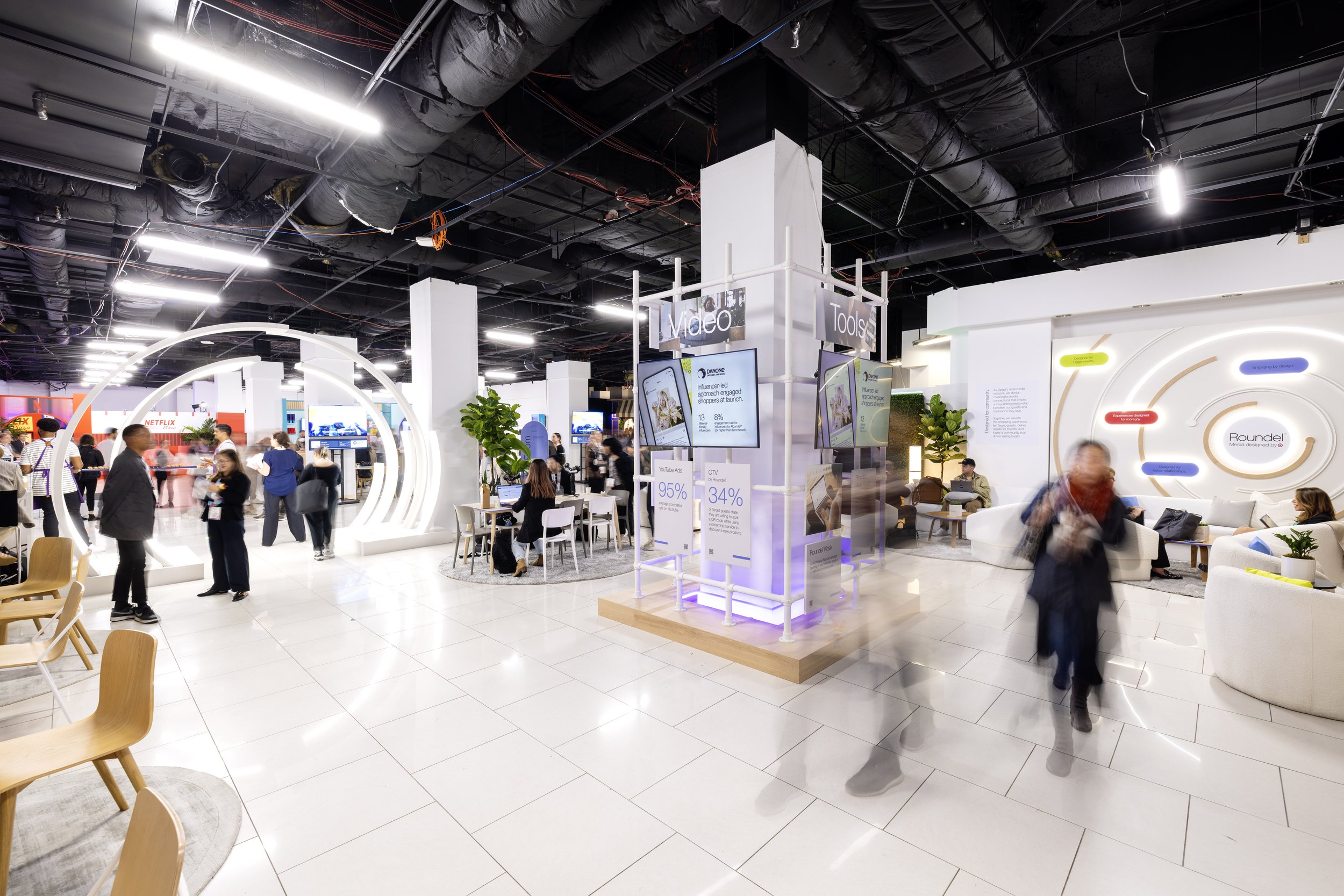 Multimedia Gallery displaying key brand messaging, products, and stats was utilized as an educational tool in the space.