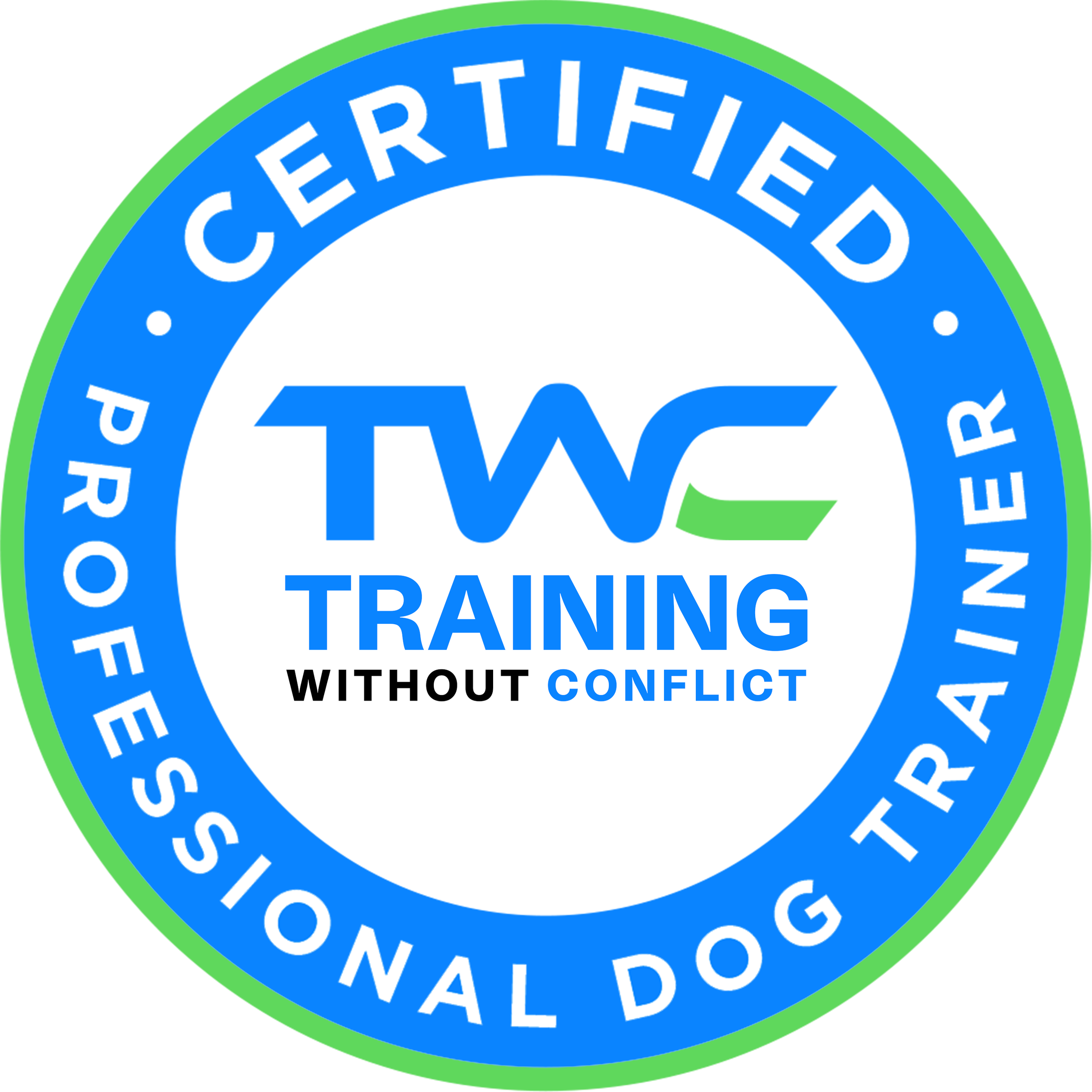 Close-up of a circular logo for the American Veterinary Medical Association, featuring the organization's initials and the phrase 'Providing Excellence Without Conflict'.