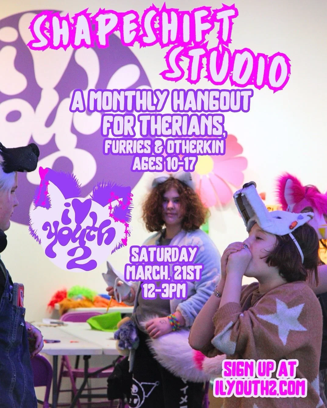🐺 This Saturday 12-3p is Shapeshift Studio!!

Shapeshift Studio is a monthly creative hangout for therians and other folks age 10-17 who are interested in or curious about therians (otherkin and furries are welcome)! It is a space for middle and hig