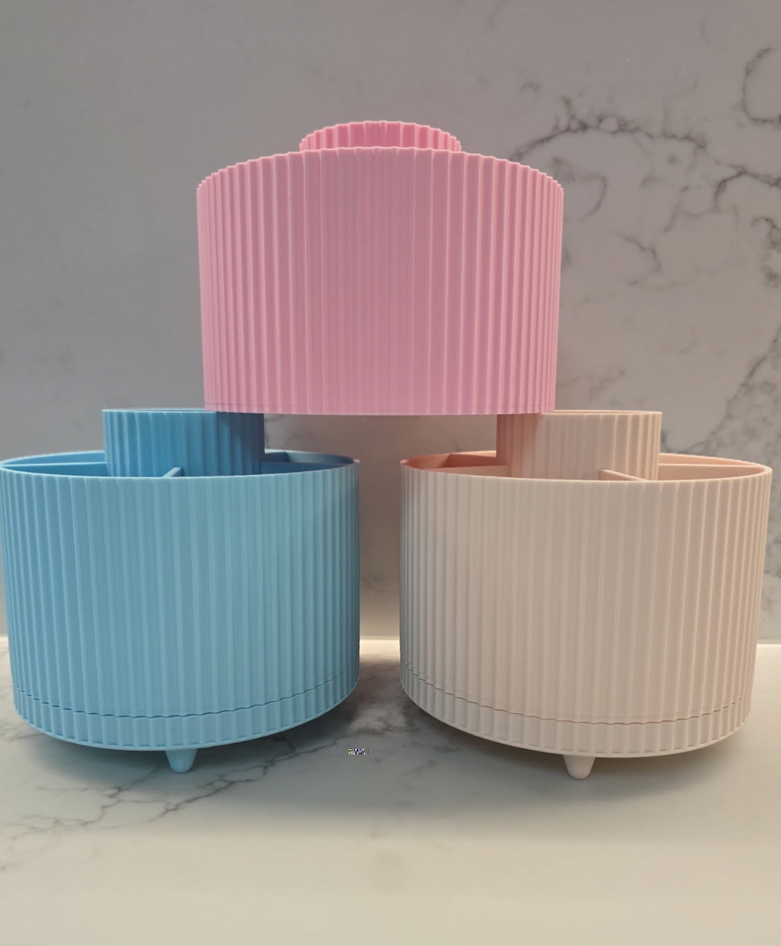 Rotating Ribbed Storage Tower – Custom Colour, 3D Printed