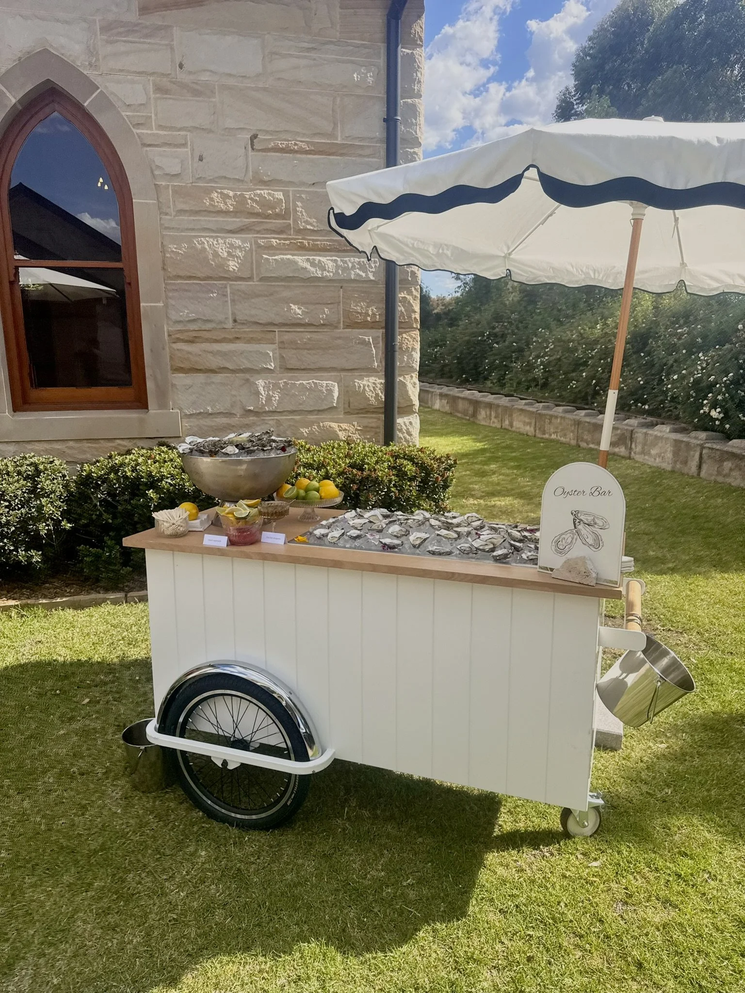 Shuck Yeah Oyster Catering Bar Cart with Bike Wheels