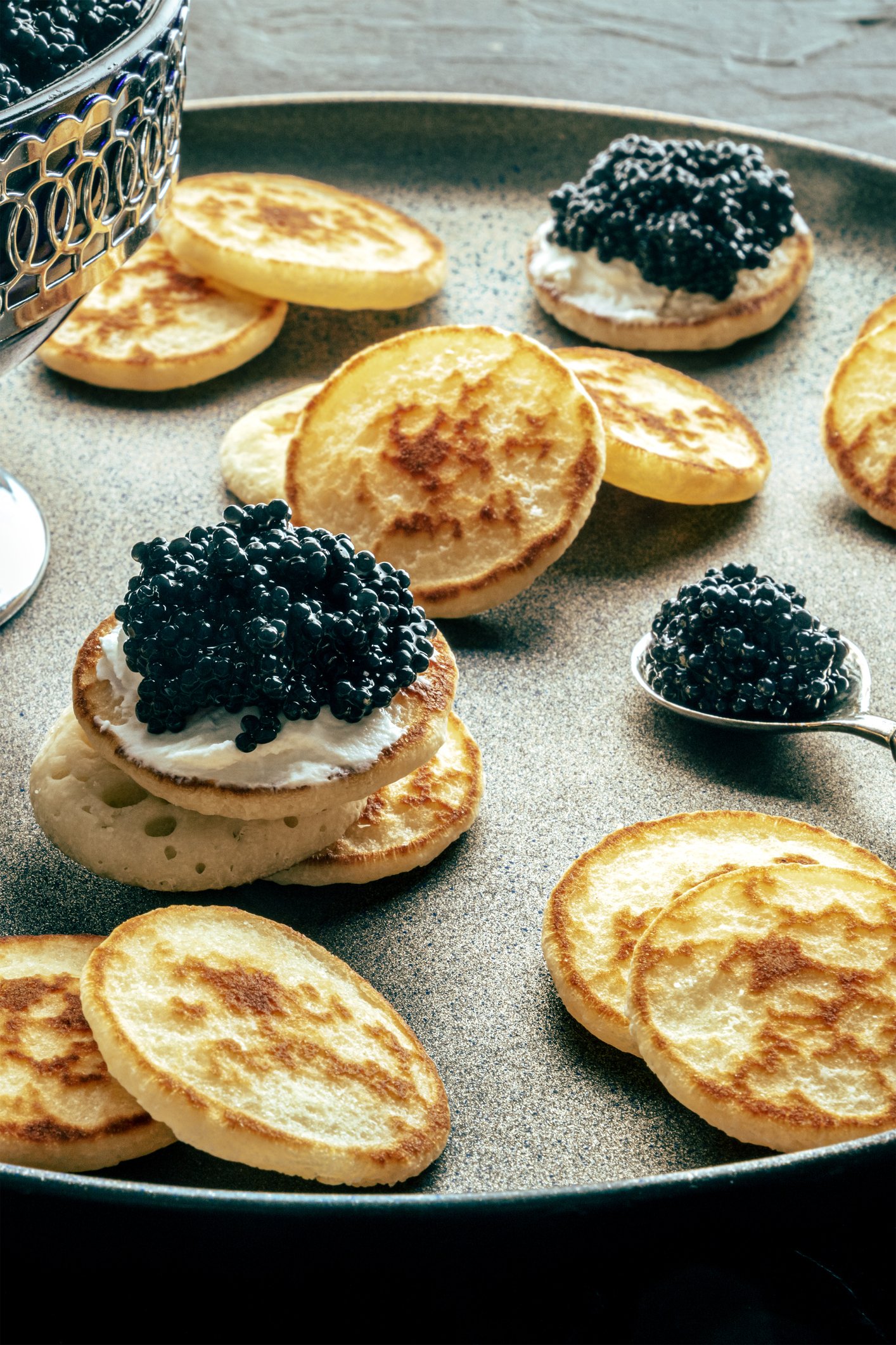 Caviar on blinis