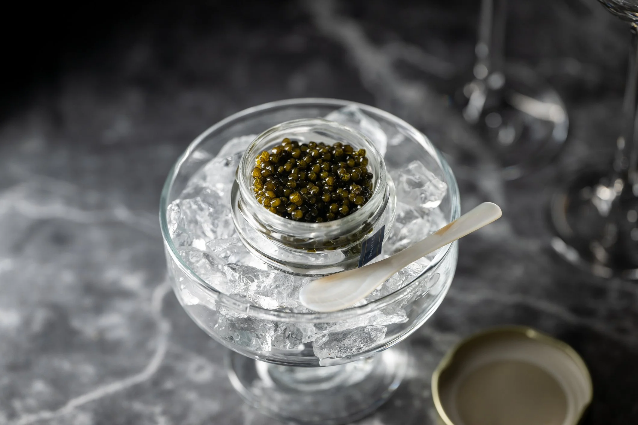 Stock image of caviar on ice