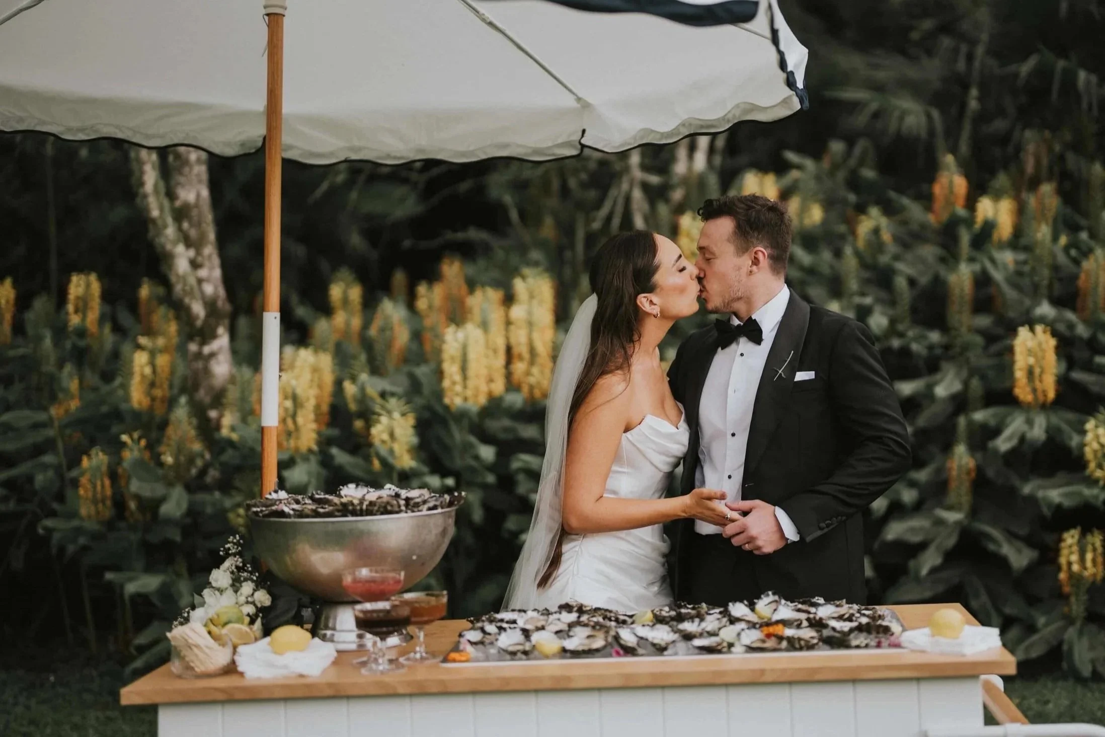 Wedding Couple  at oyster cart - Central COast NSW wedding