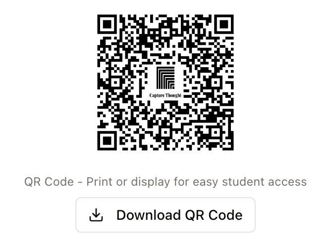 A QR code with the text "Capture Thought" in the center.