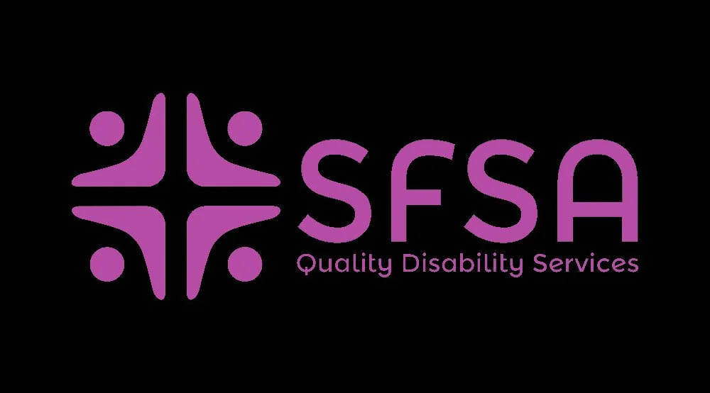 SFSA logo with stylized figures and the text 'Quality Disability Services'