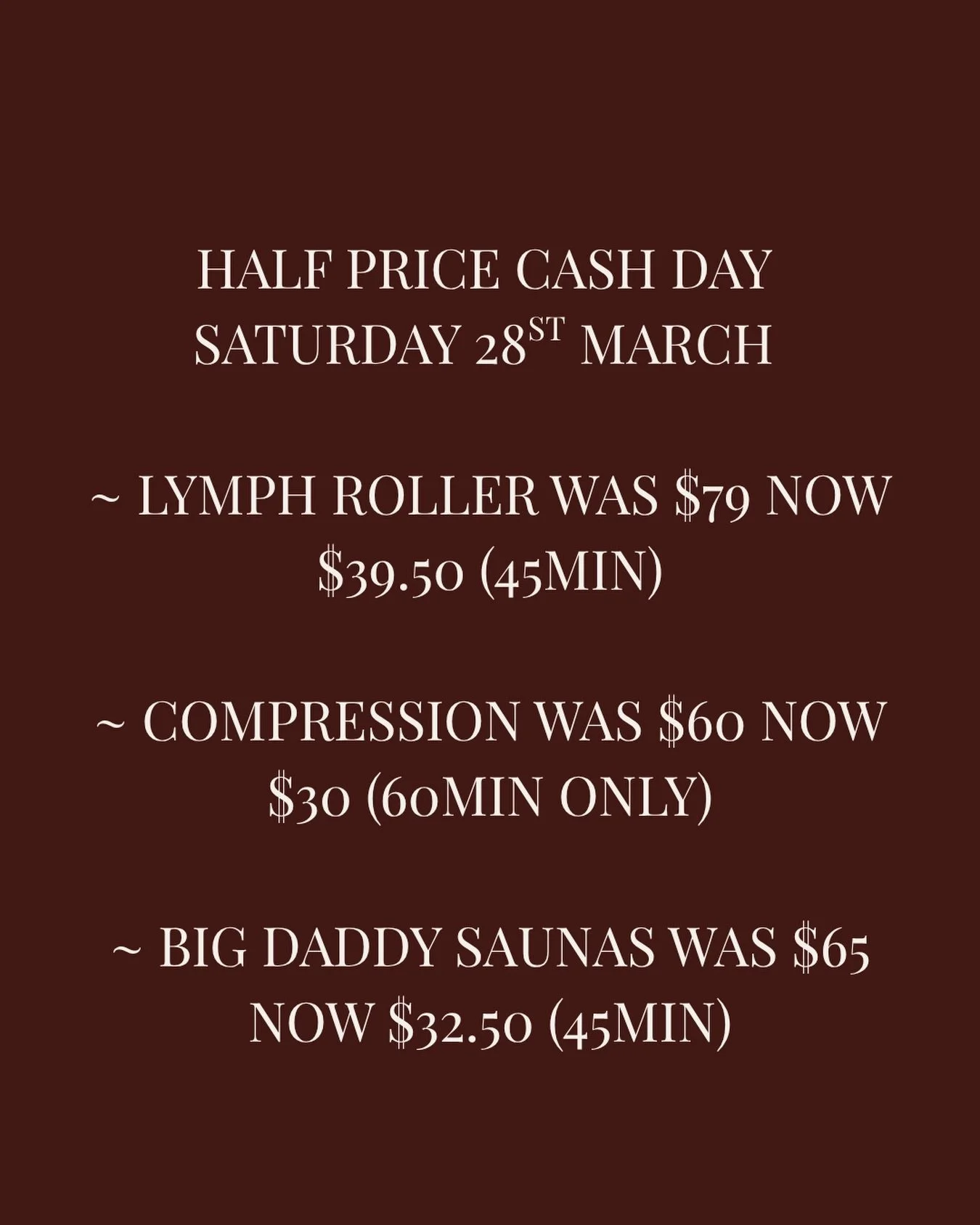 LIMITED SESSIONS
DM TO CLAM 

📍Traralgon