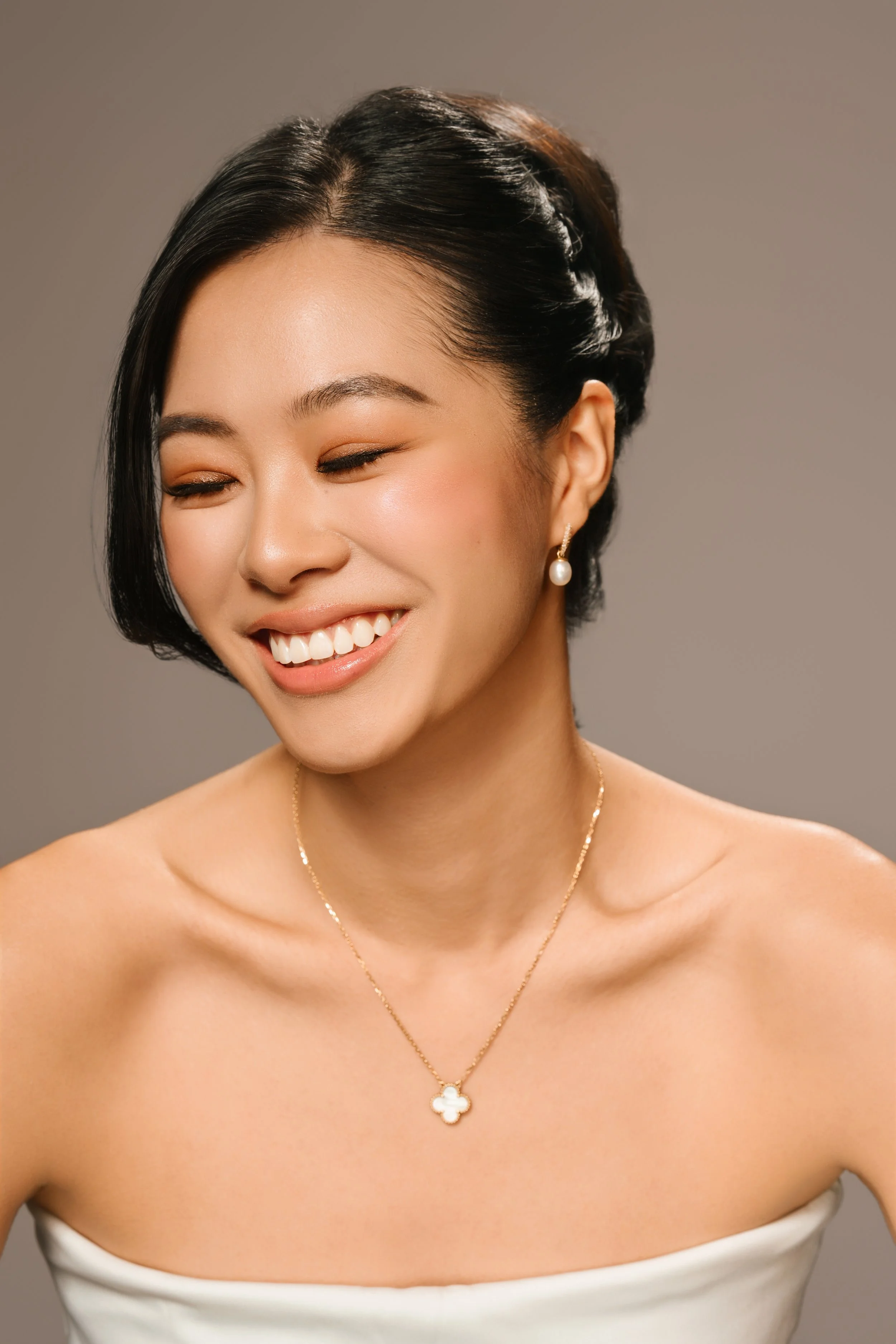 beauty photoshoot of a young women smiling