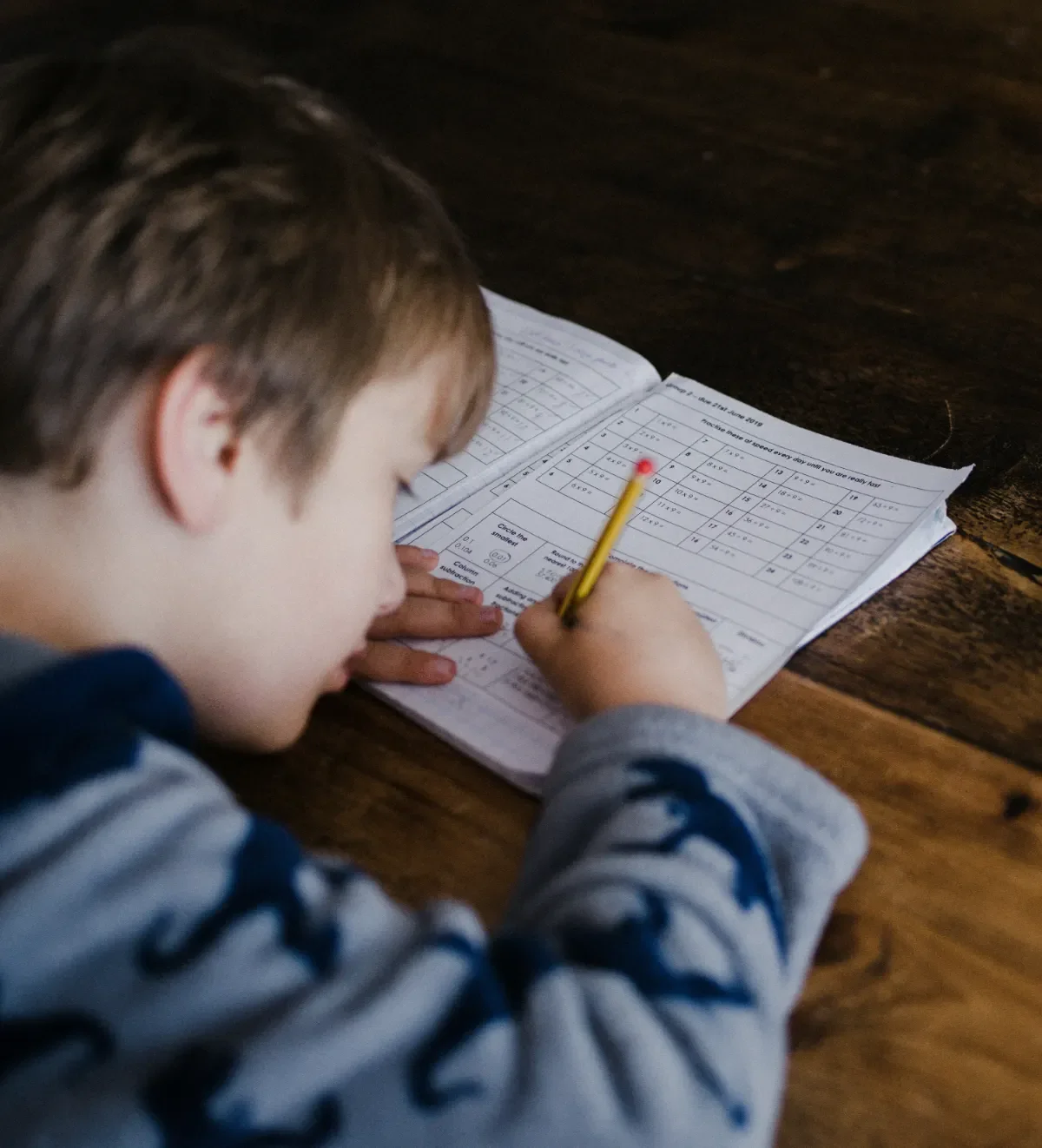 Child studying doing homework
