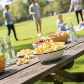 people in the park eating popcorn