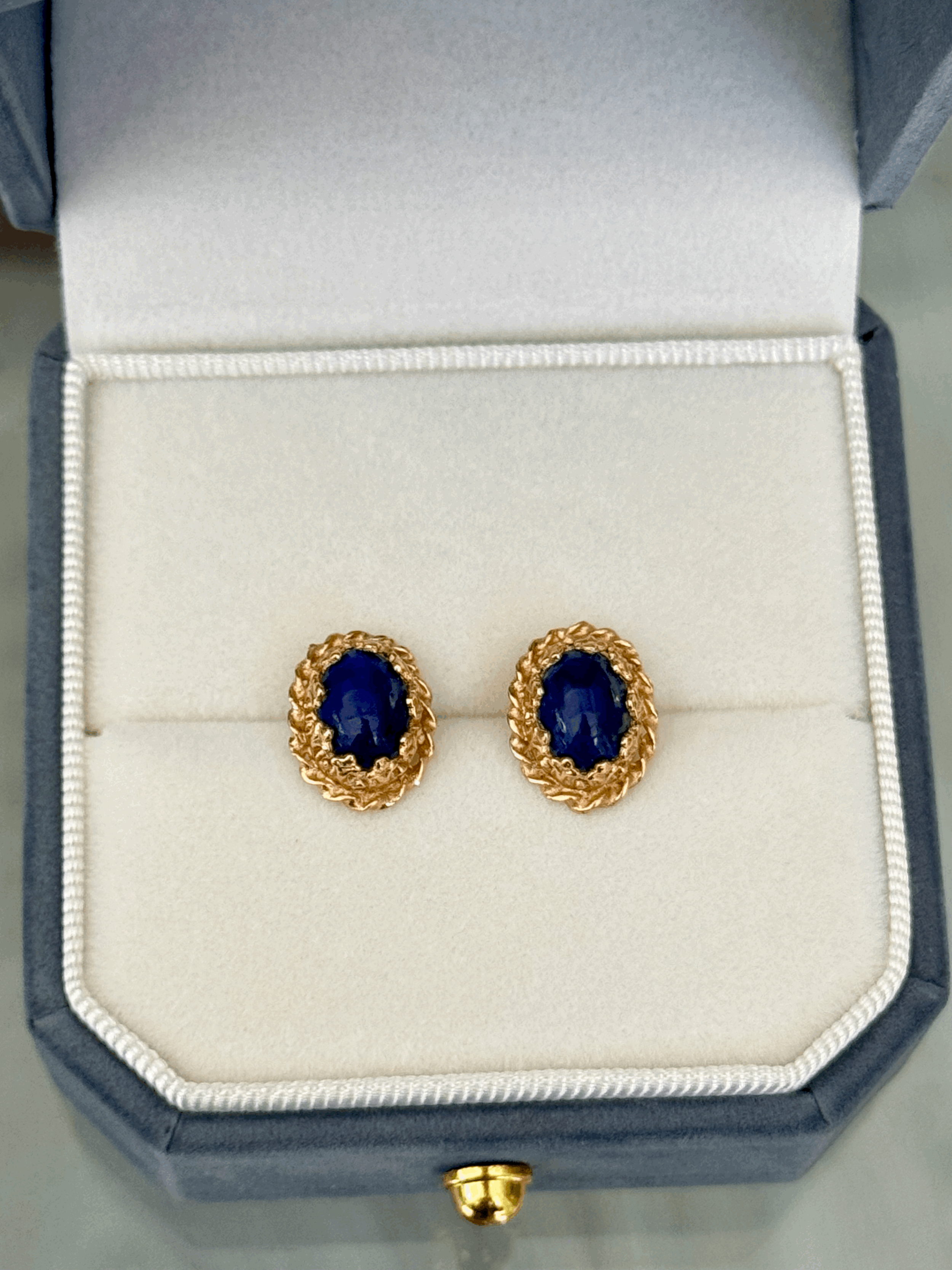 Lapis Lazuli Stud Earrings in 14k Yellow Gold