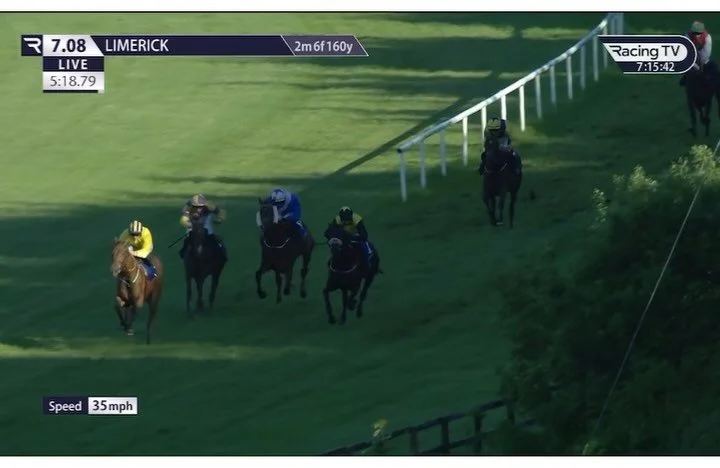 🟪🟨 Iceberg Theory 🟨🟪 gets off the mark today over fences at @limerickraces for owner John Brennan and jockey @conor.59 👏 well done to all involved👏