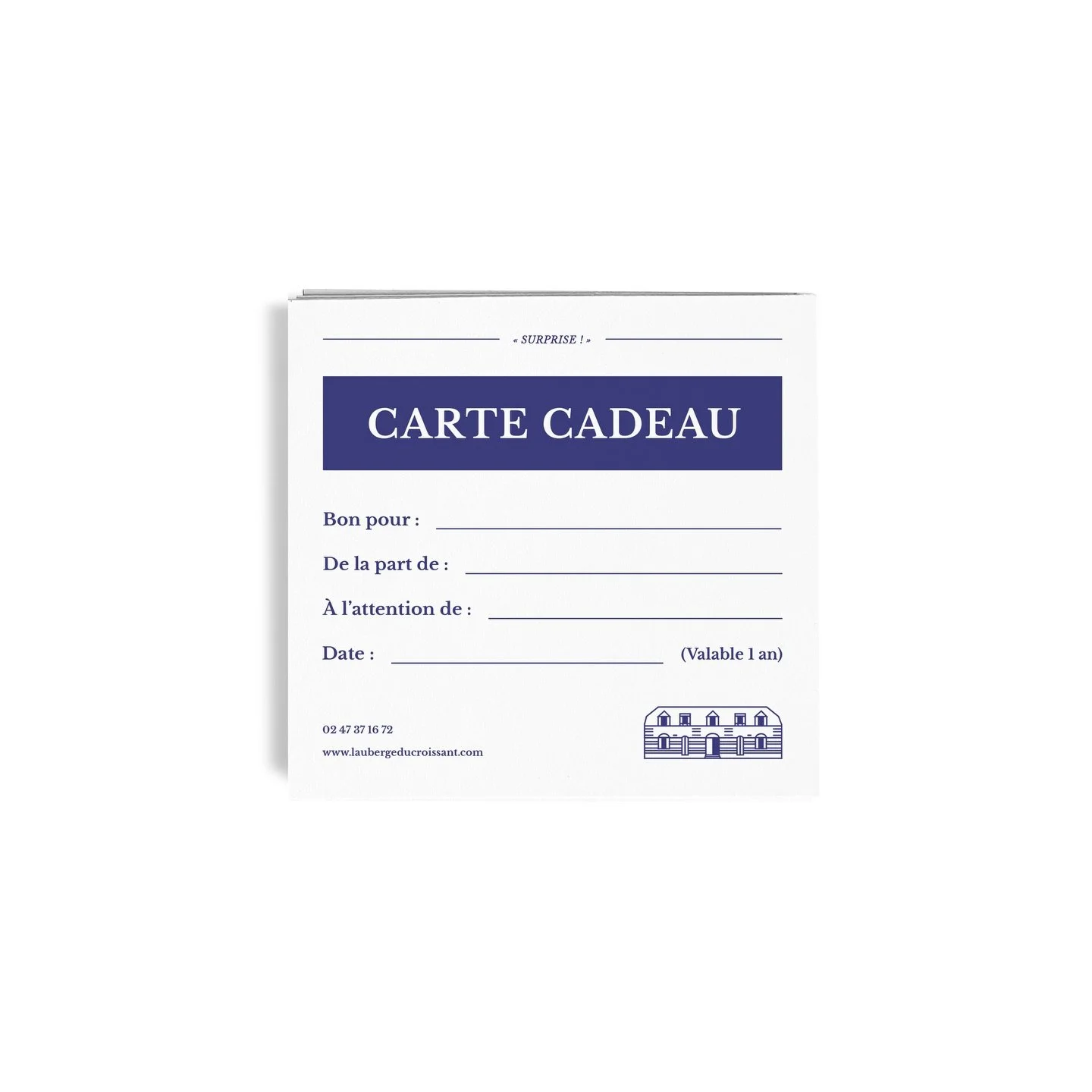 Identit&eacute; visuelle / L&rsquo;Auberge du Croissant
2026 - Carte cadeau
(Phase 2)

L&rsquo;Auberge du Croissant est un restaurant &agrave; proximit&eacute; de Tours, proposant une cuisine savoureuse et authentique accompagn&eacute;e d&rsquo;une s