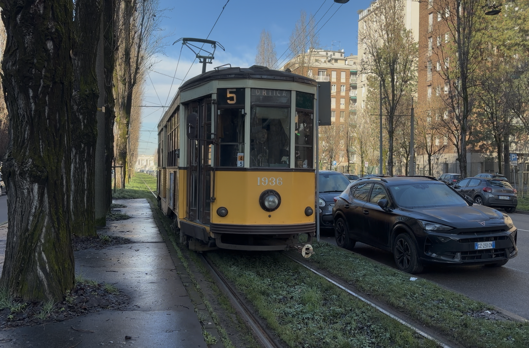 Exterior of Milan tram