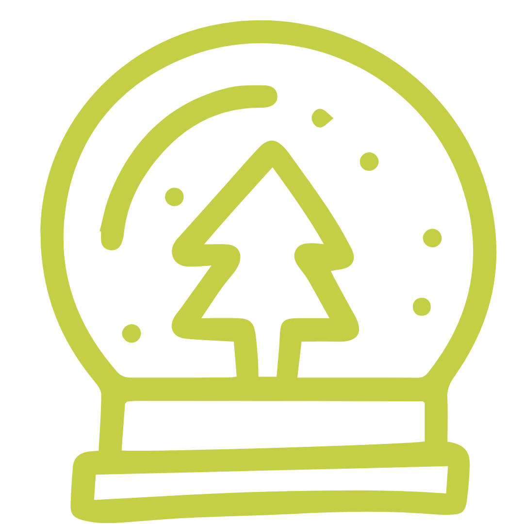 Icône de boule de neige avec un sapin à l'intérieur.