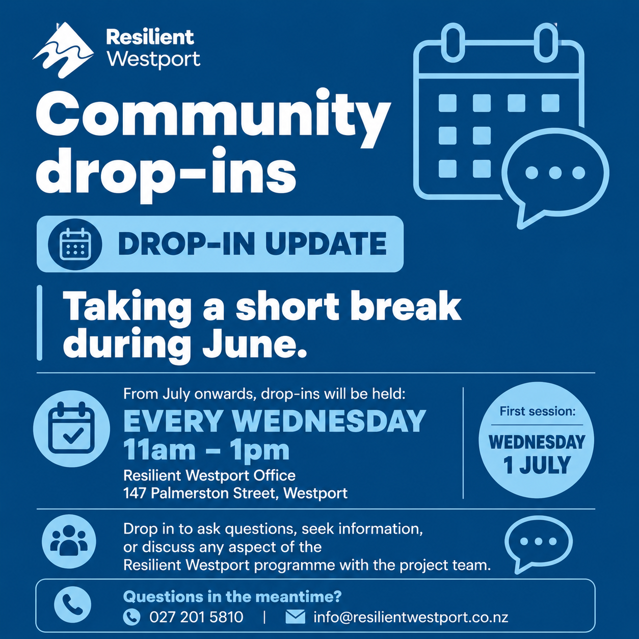 Community drop-in session CANCELLED