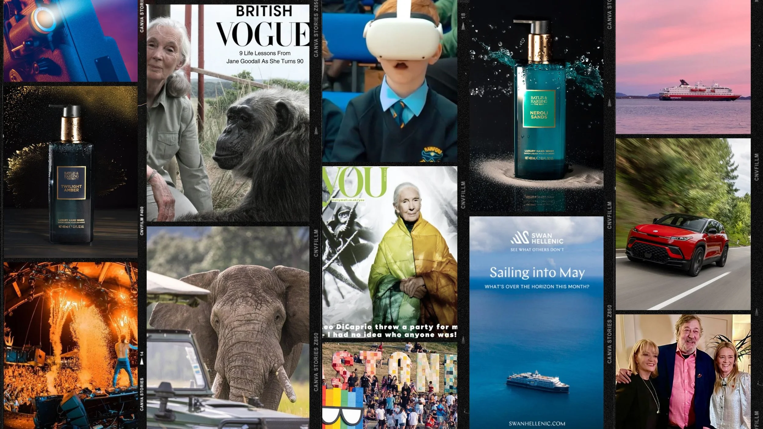 Creative portfolio displaying digital marketing campaigns and immersive technology work by Raveley Studios