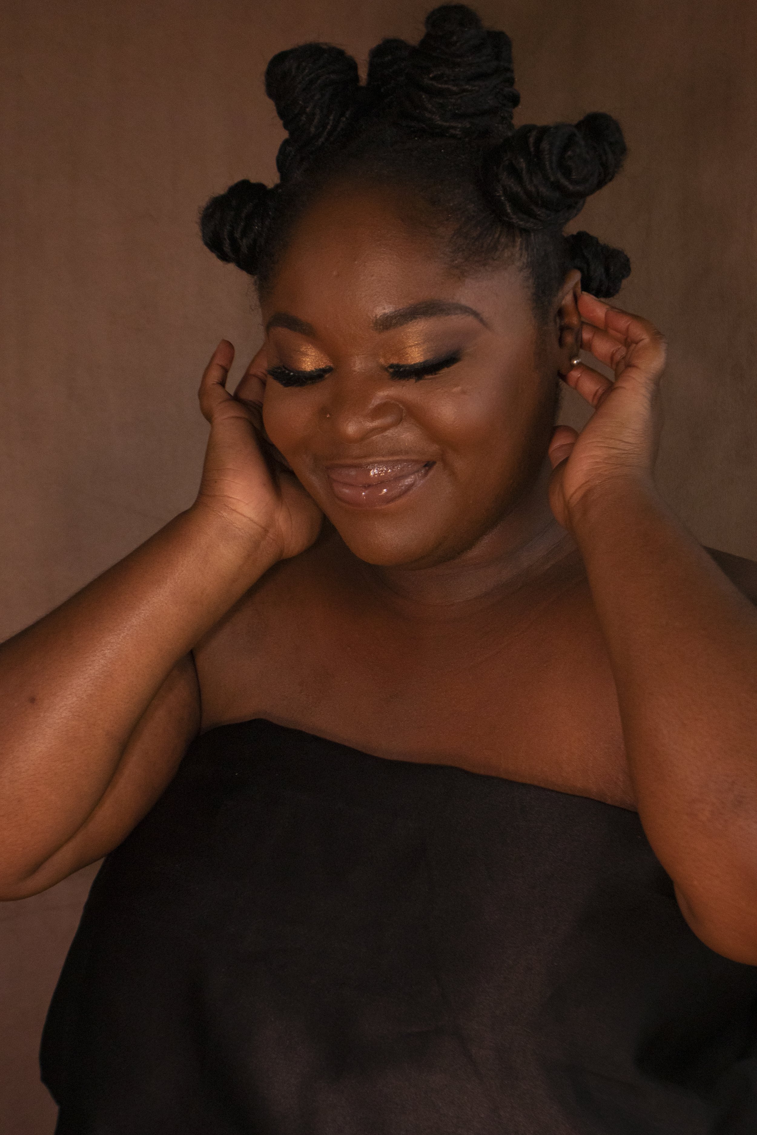 woman touching her skin