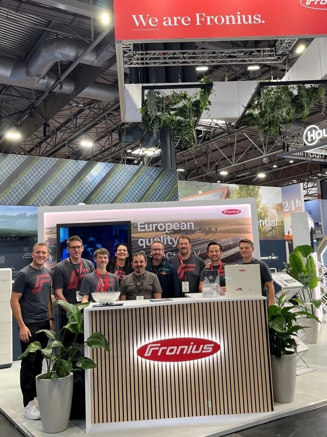 The Power & Energy Fields and Fronius UK teams together at the Fronius stand during Solar & Storage Live