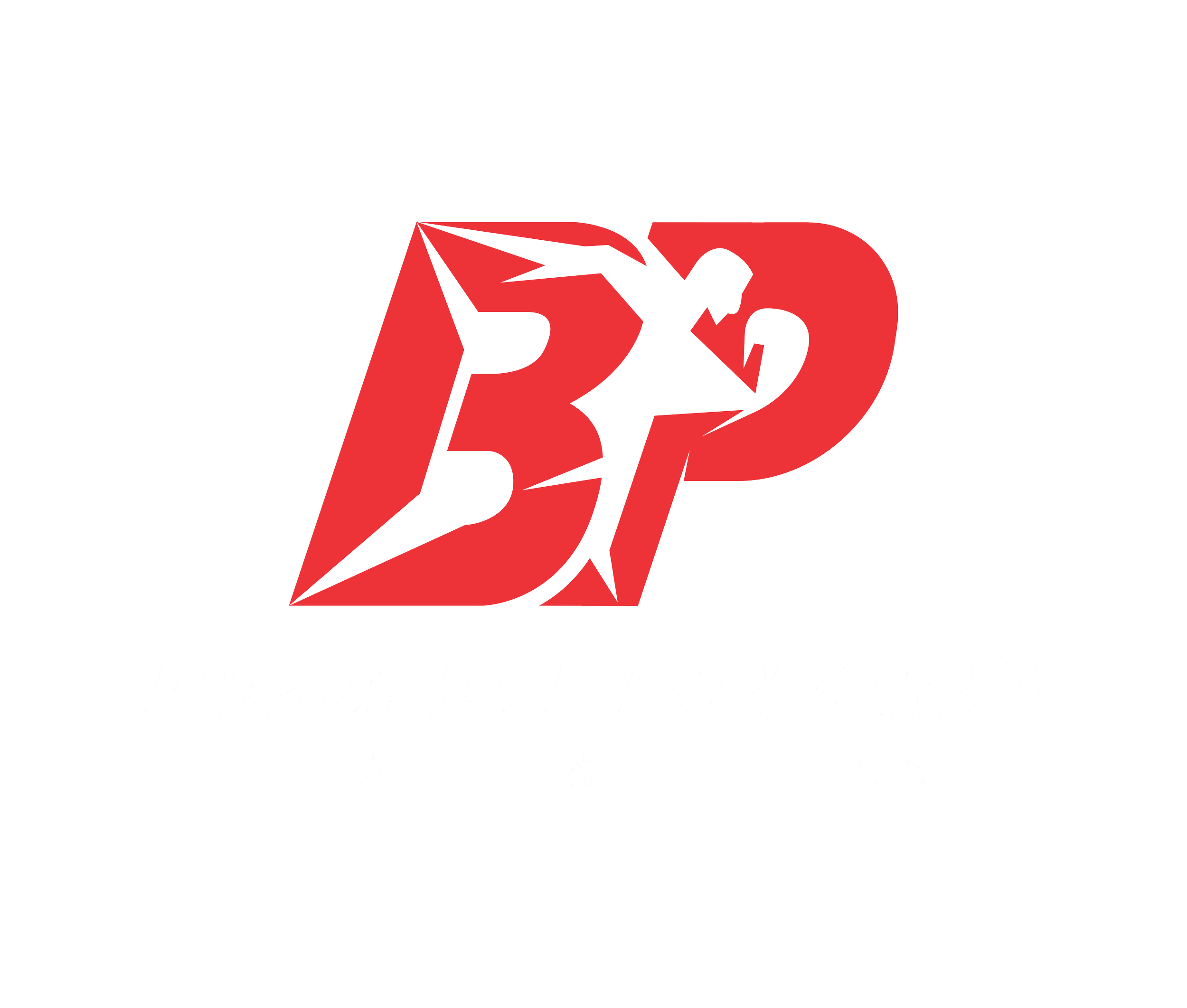 Logo de Bruno Pereira Health & Fitness com elementos gráficos de um atleta em movimento e texto em destaque.