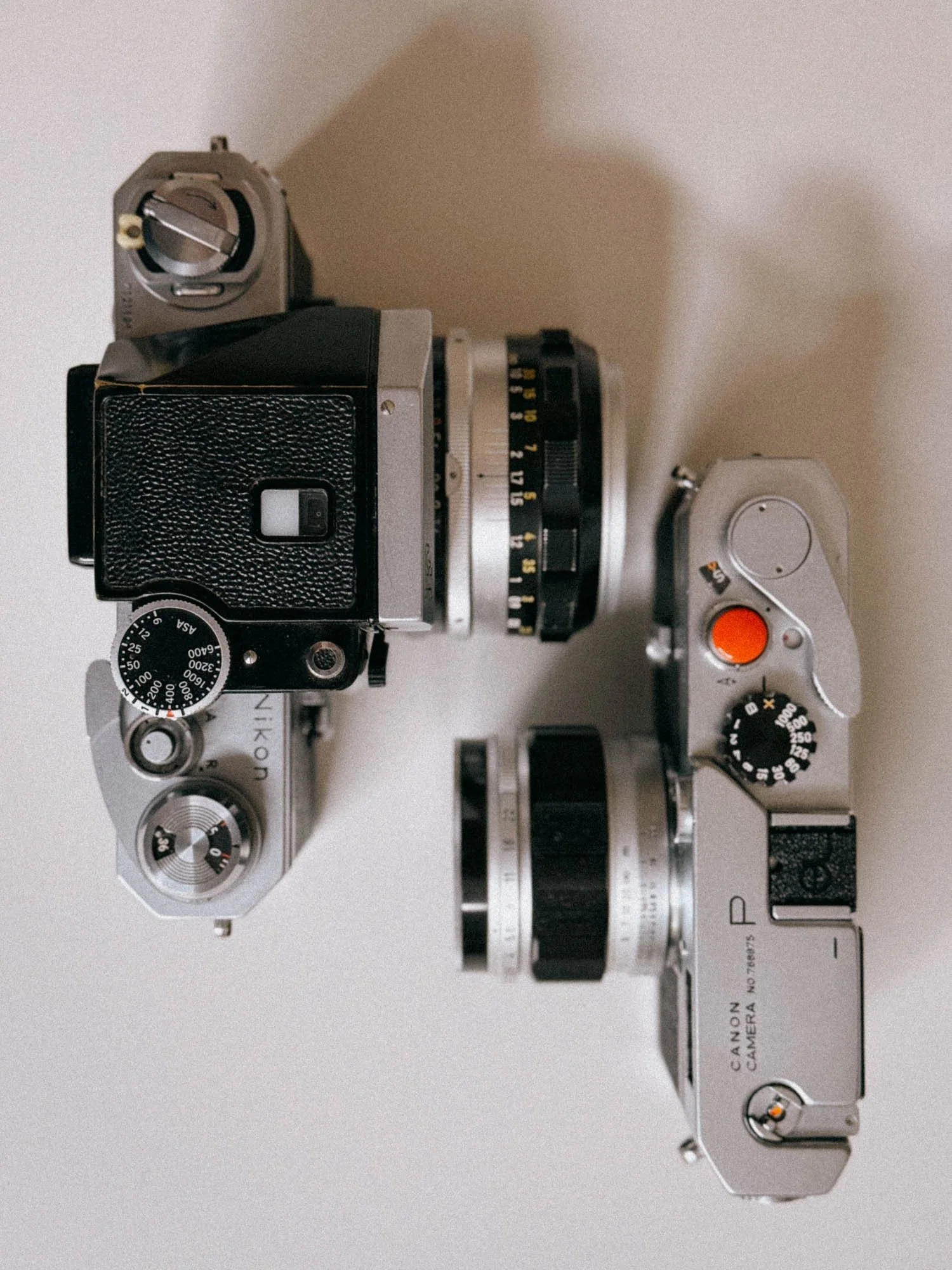 Top Down View Nikok F vs. Canon P