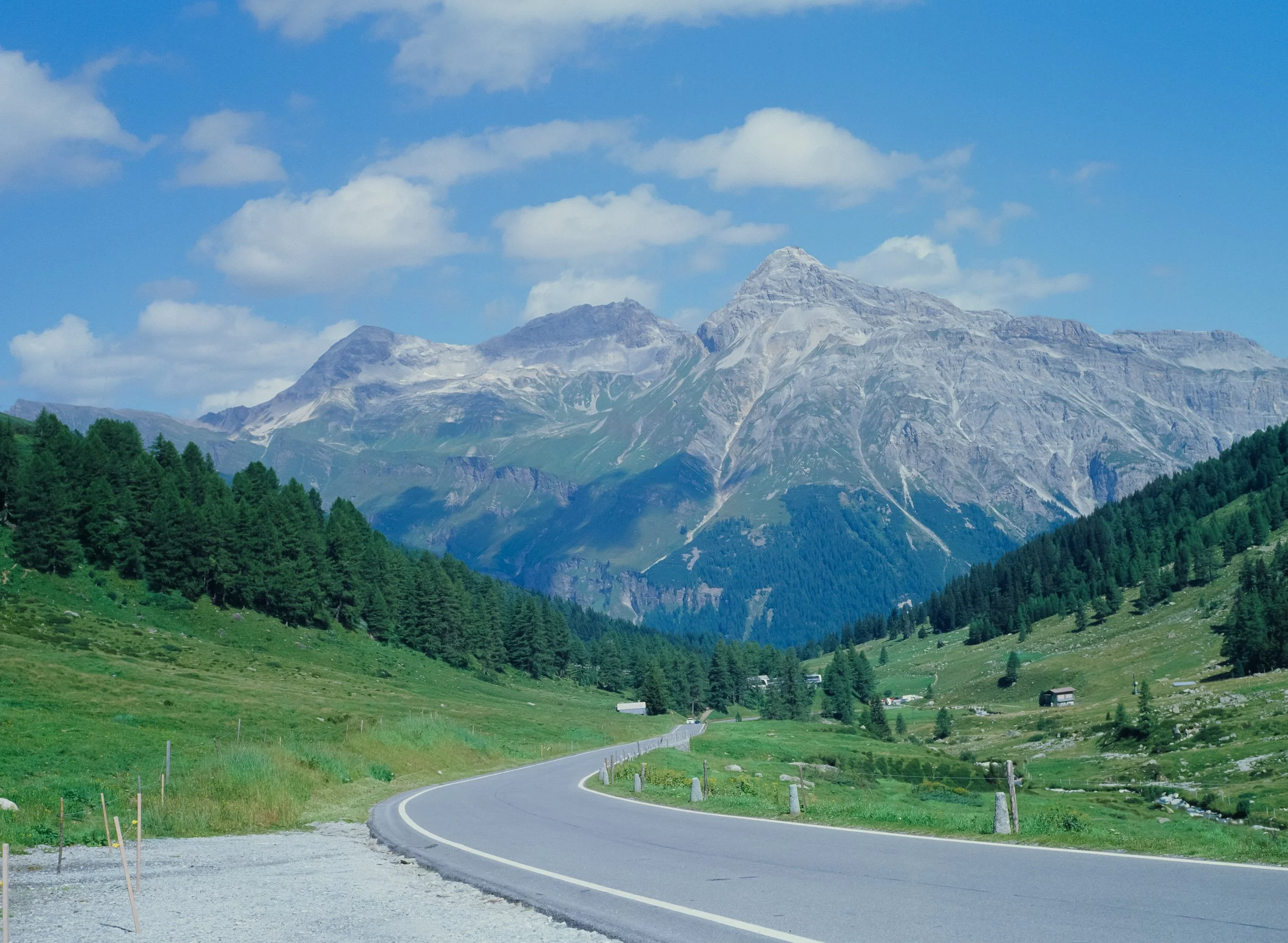 Uncorrected Ektachrome scan from Italy under preety clear sky, showing a heavy blue tint due to high UV light and cool color temperature